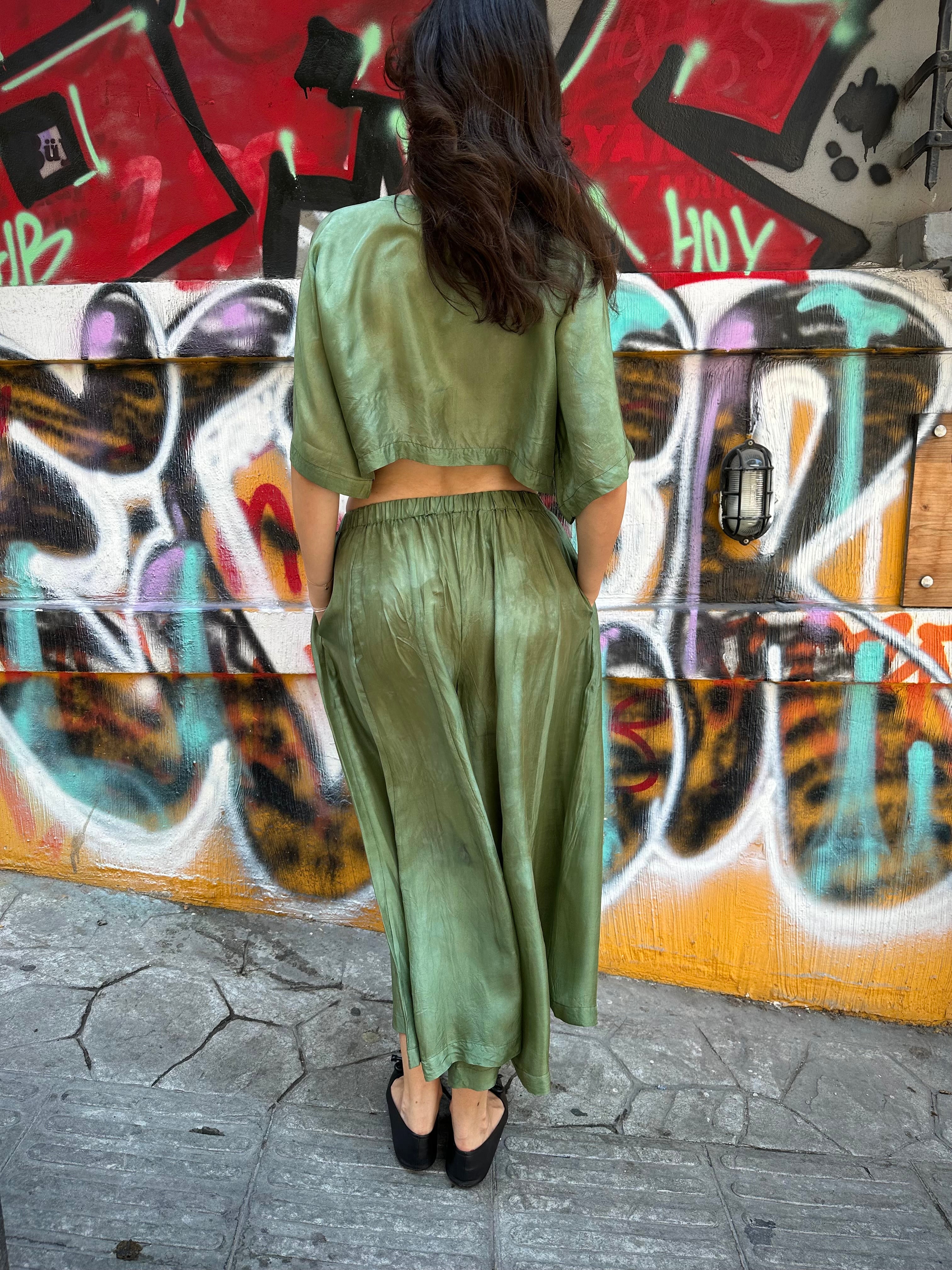 handmade casual silk pants 