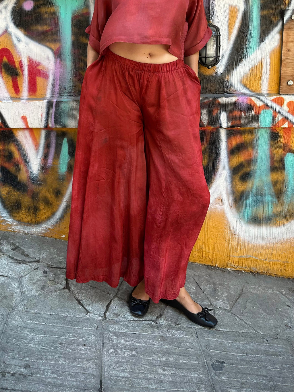 Red Silk Nikki Pants