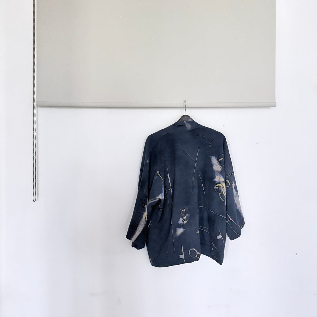 Sarah's Dark Blue Hand-Painted Jacket