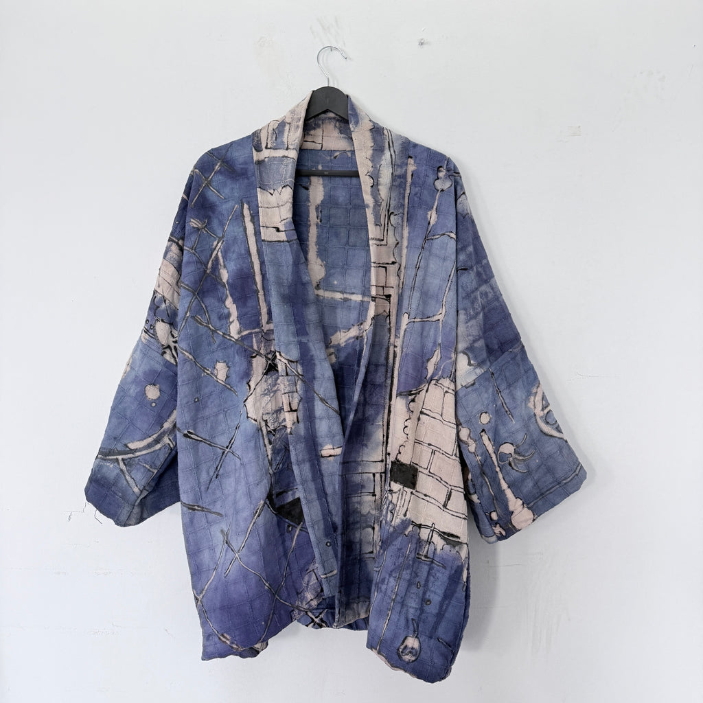Sarah's Blue Cream Hand-painted Jacket
