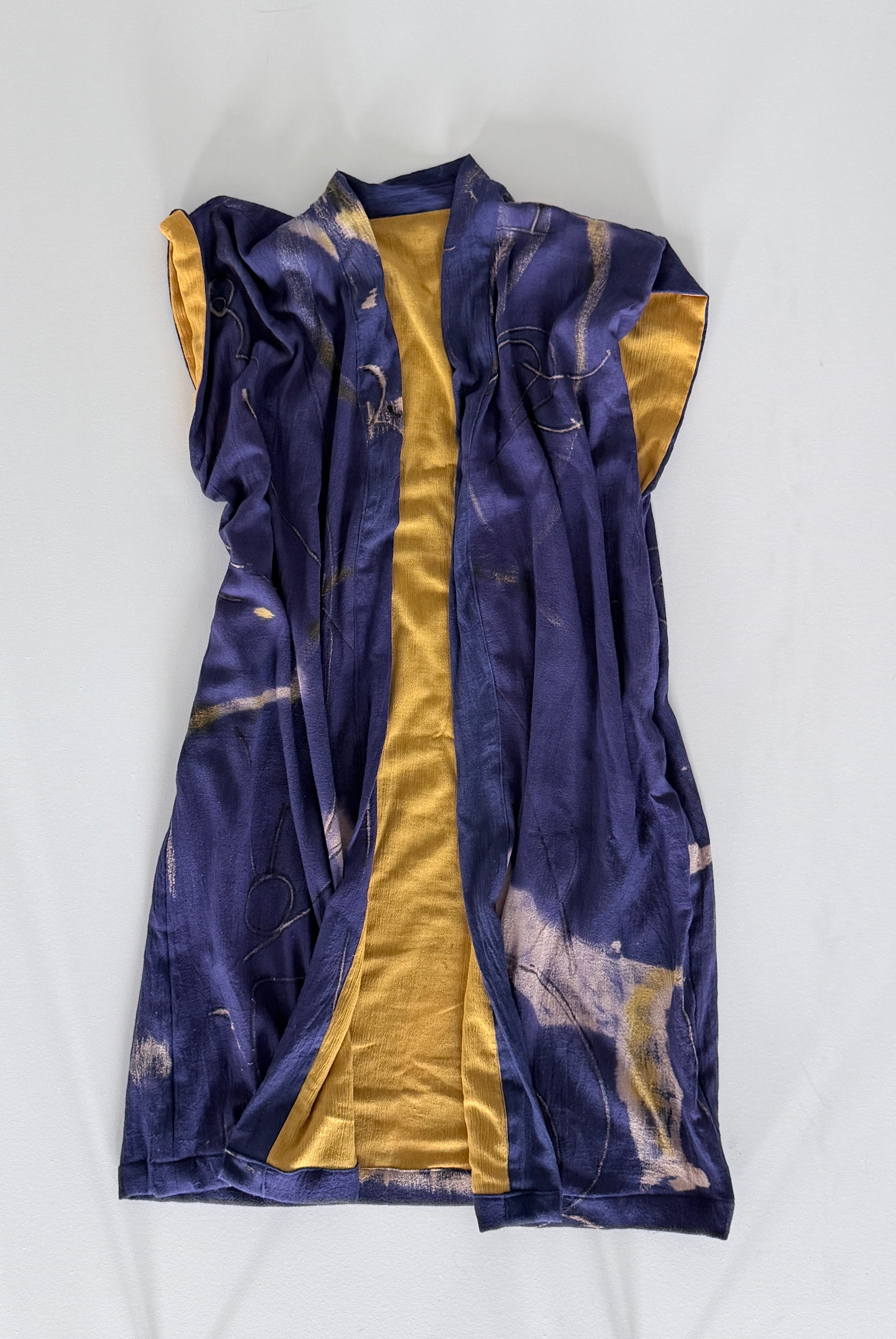 Sarah's Blue Long hand-Painted Kimono