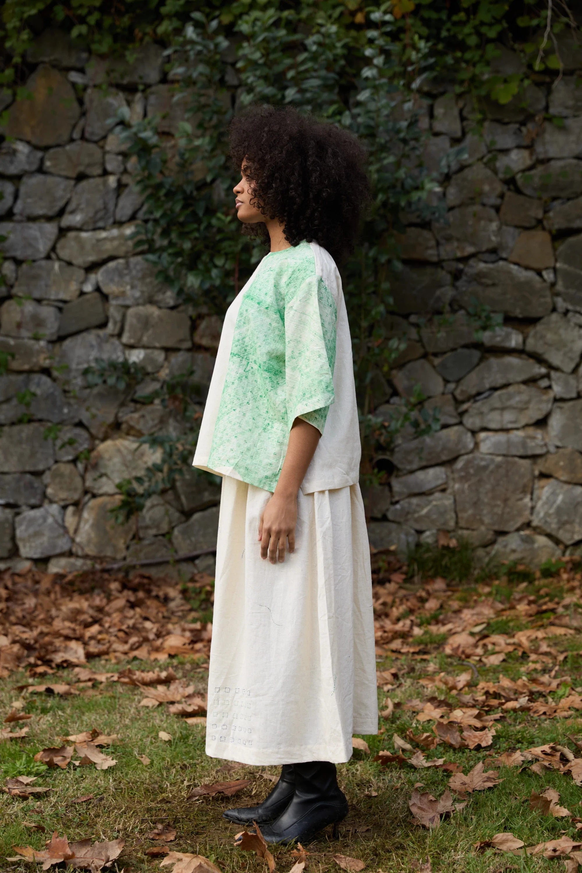 Green Bamboo Set in handwoven Dobby Cotton (100%) by White Canvas - Image 3
