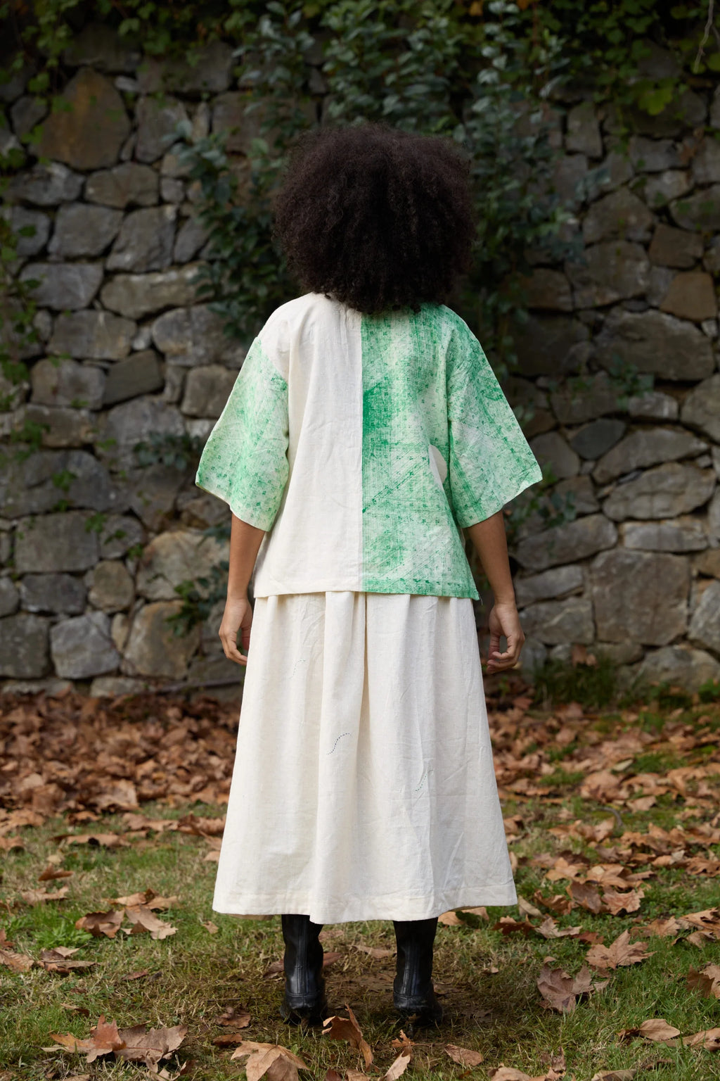 Green Bamboo Set in handwoven Dobby Cotton (100%) by White Canvas - Image 4