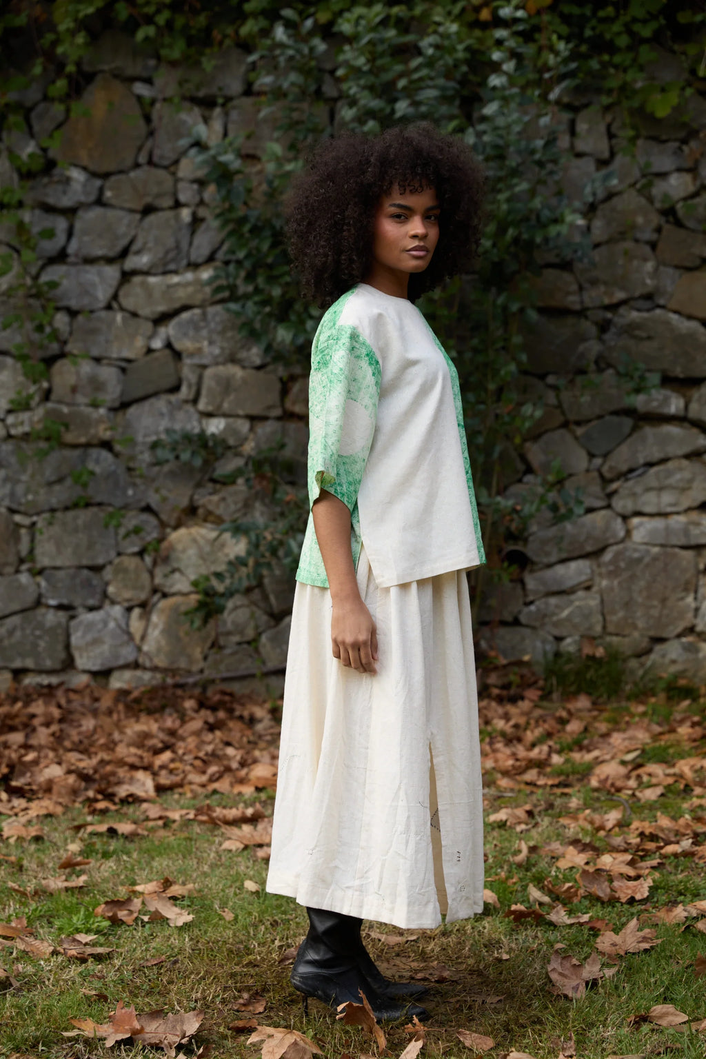 Green Bamboo Set in handwoven Dobby Cotton (100%) by White Canvas - Image 5