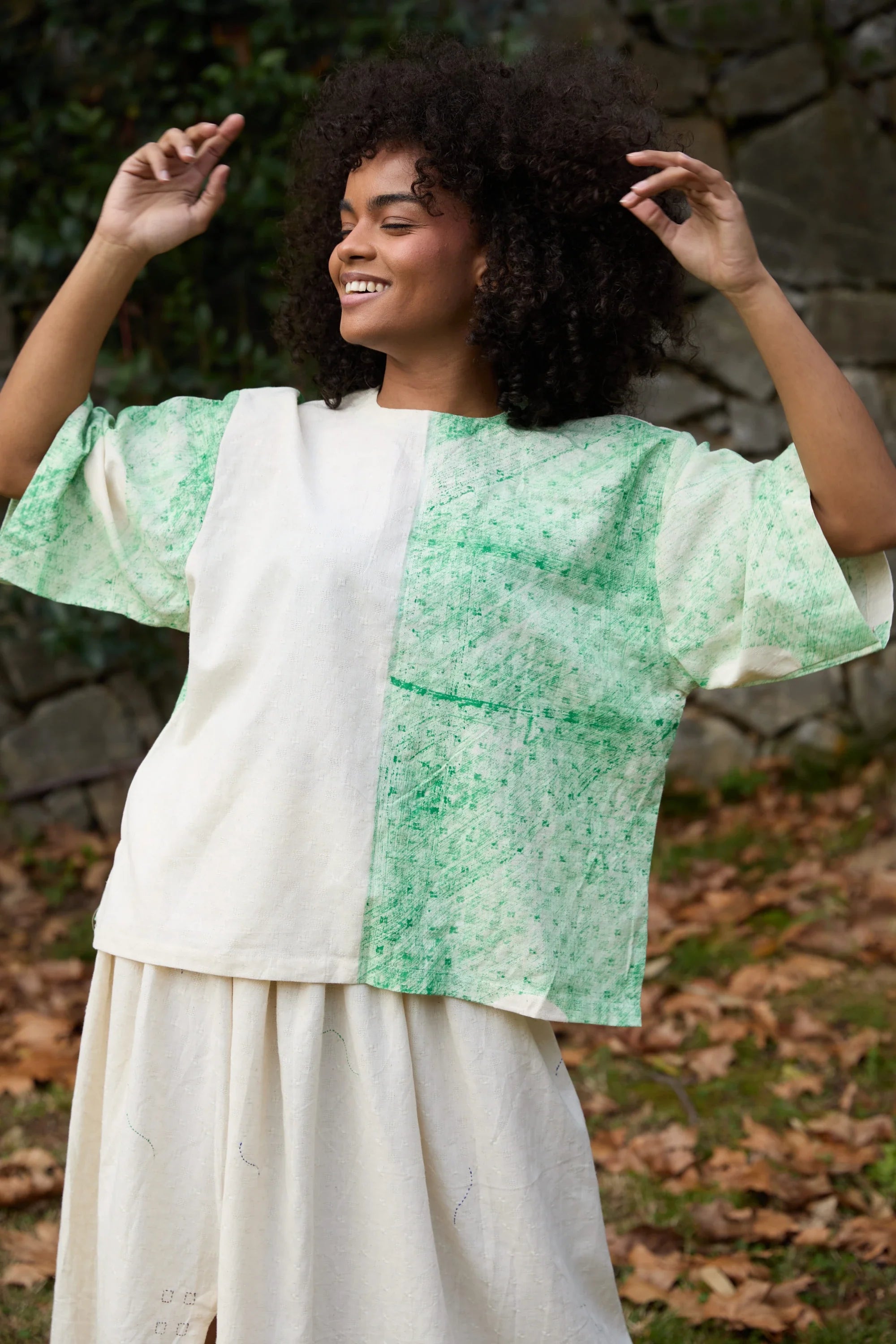 Green Bamboo Set in handwoven Dobby Cotton (100%) by White Canvas - Image 8