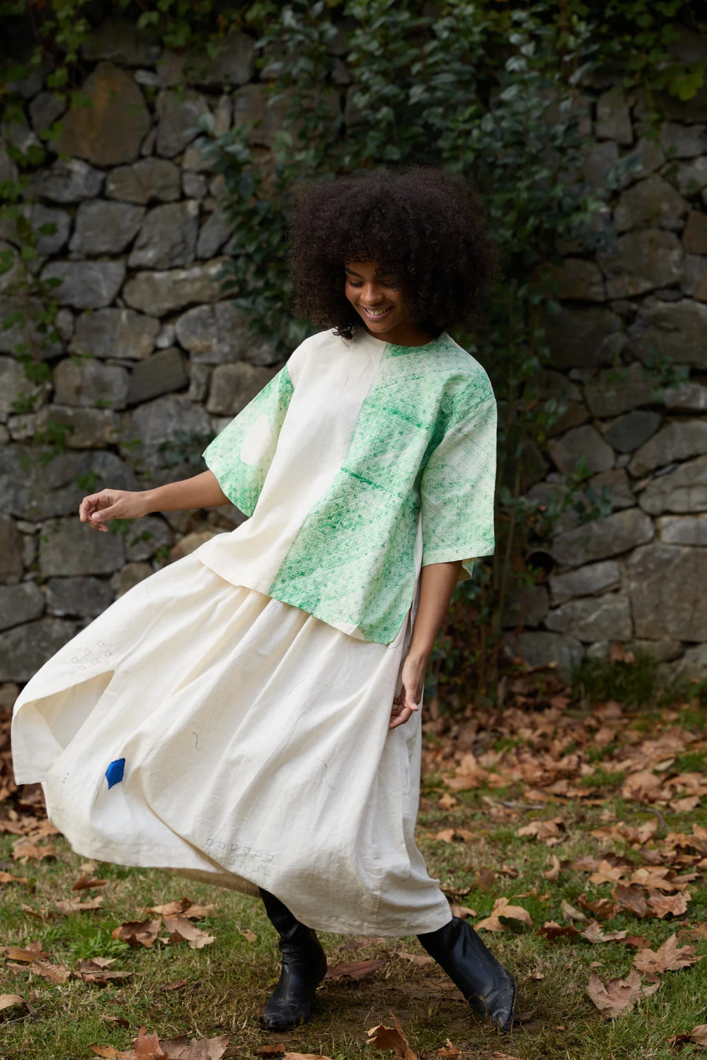Green Bamboo Set in handwoven Dobby Cotton (100%) by White Canvas - Image 9