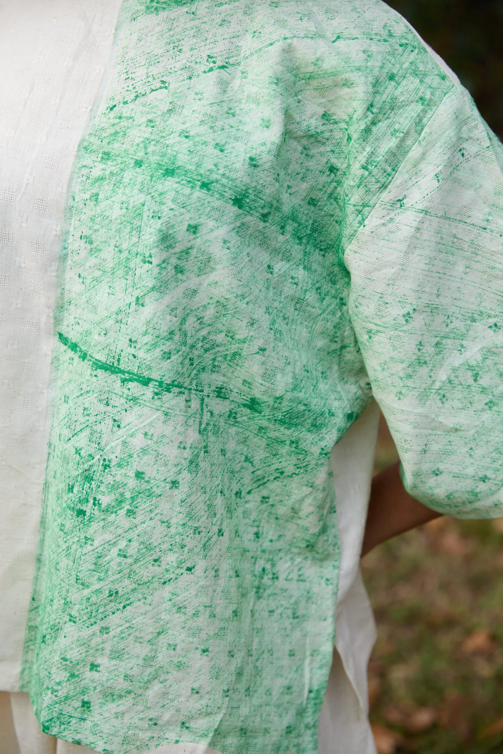 Green Bamboo Top in handwoven Dobby Cotton (100%) by White Canvas - Image 6