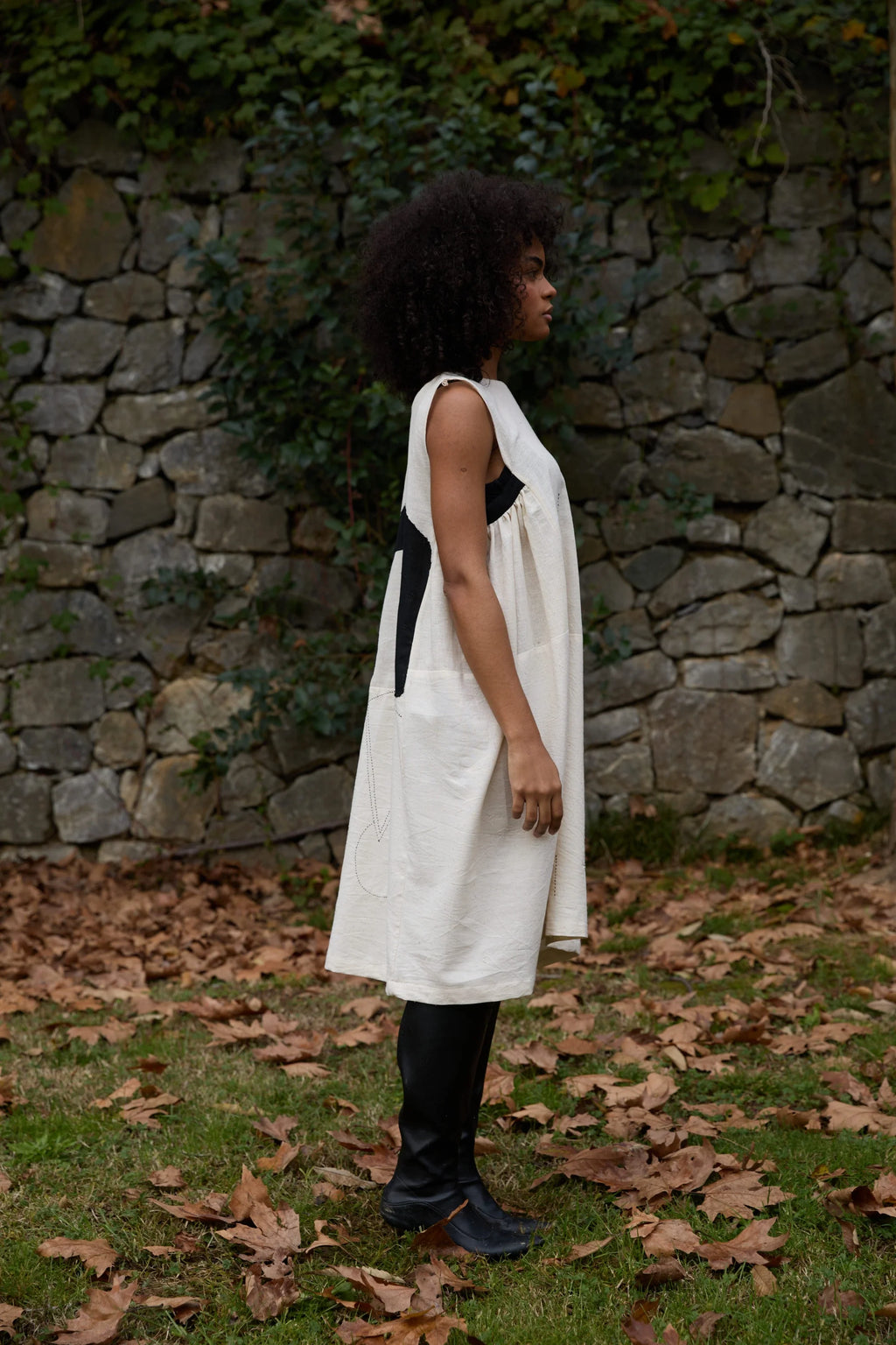 Black Cuckoo Dress in handwoven Dobby Cotton (100%) by White Canvas - Image 2