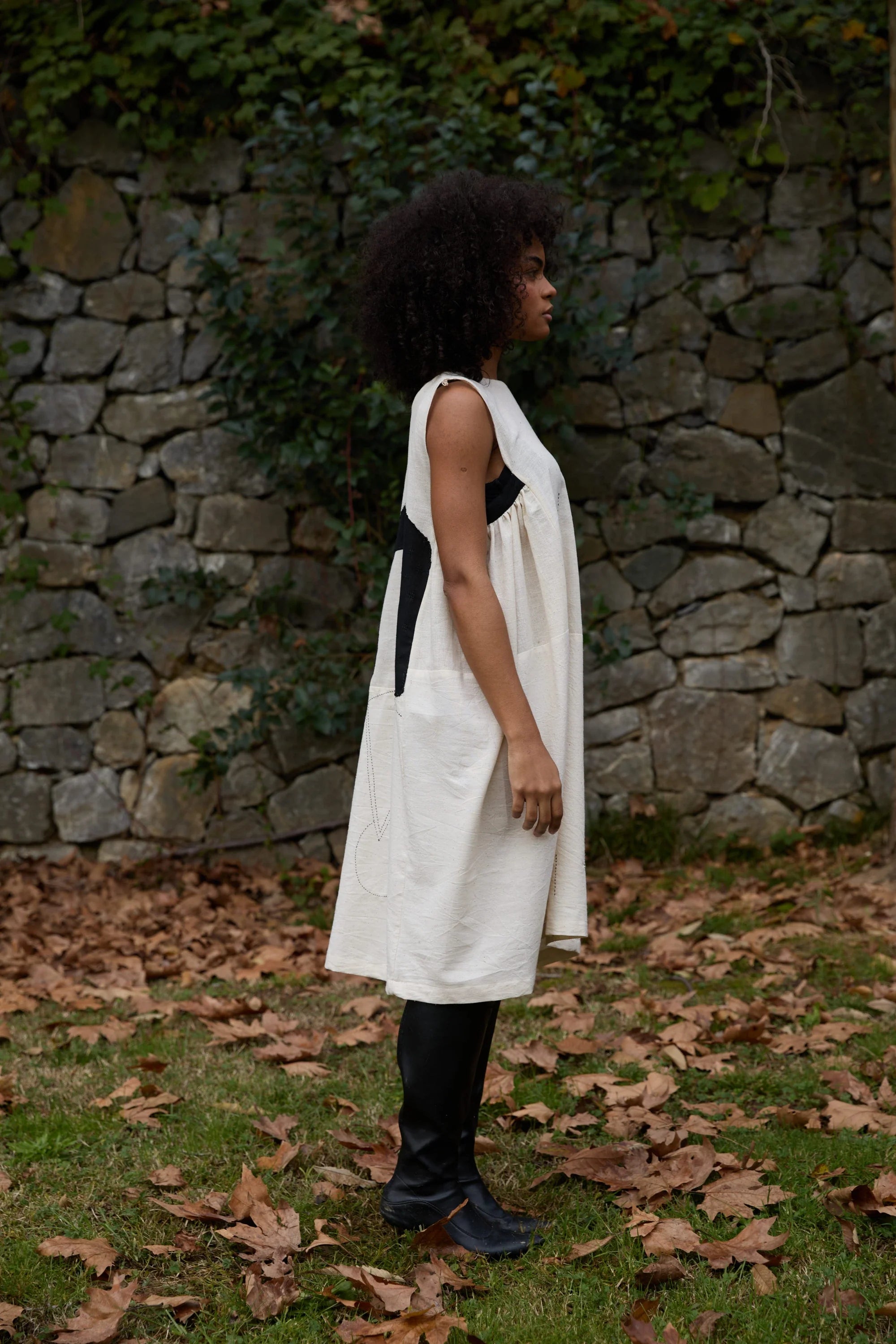 Black Cuckoo Dress in handwoven Dobby Cotton (100%) by White Canvas - Image 2
