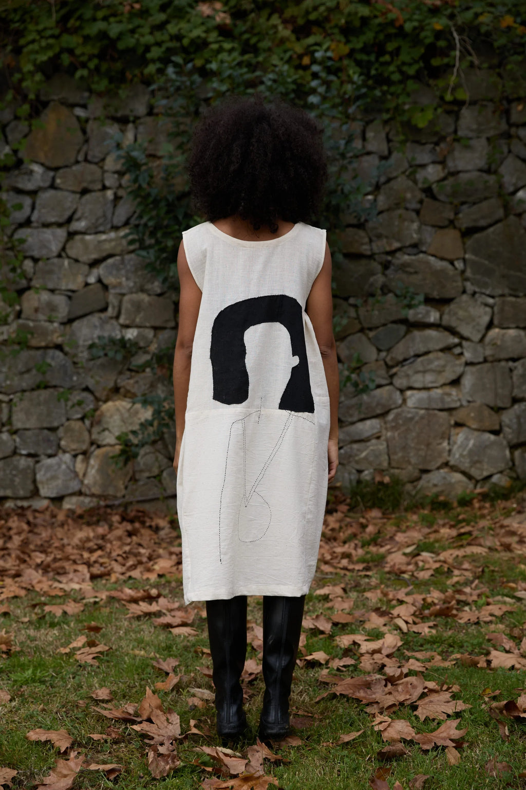 Black Cuckoo Dress in handwoven Dobby Cotton (100%) by White Canvas - Image 4