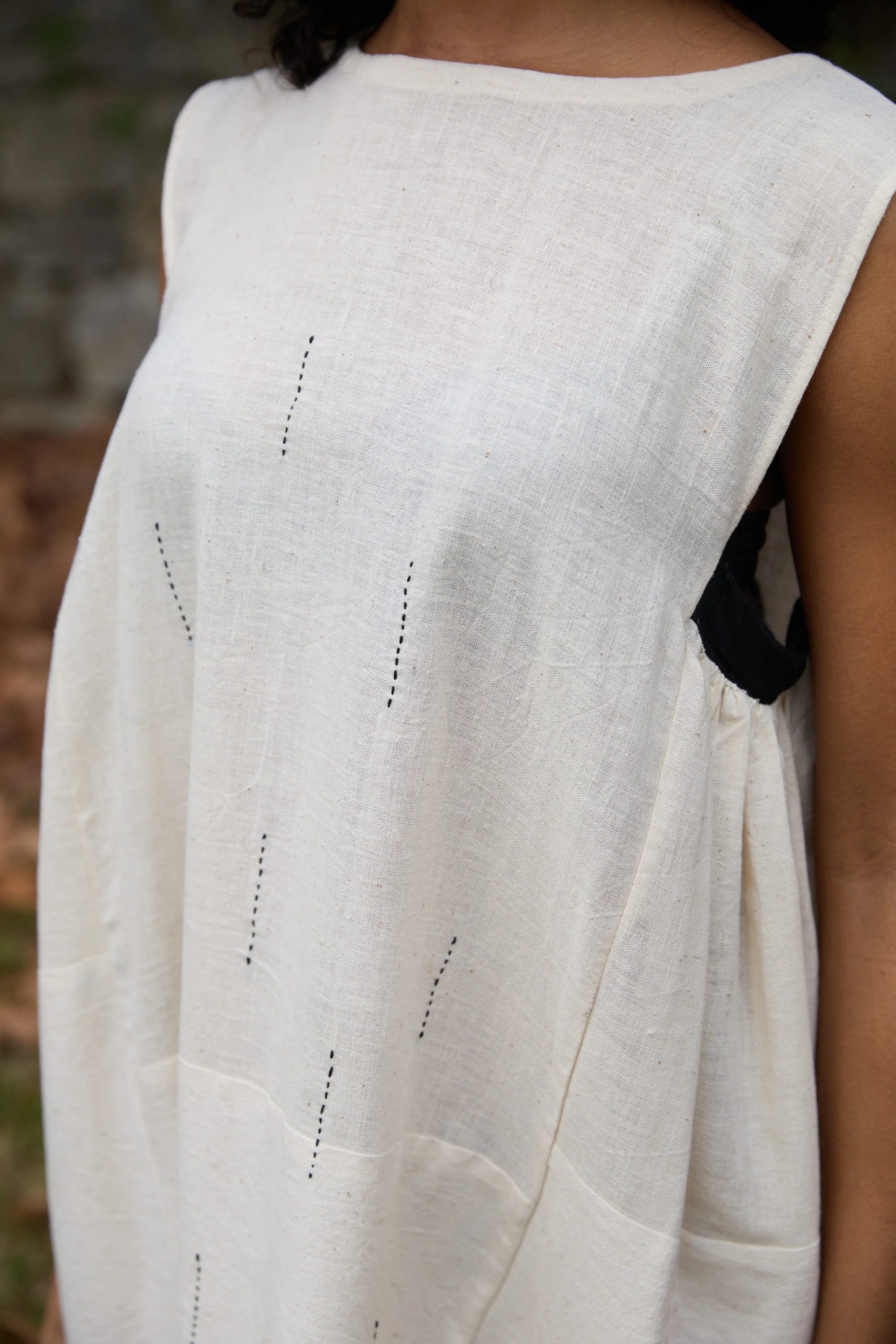 Black Cuckoo Dress in handwoven Dobby Cotton (100%) by White Canvas - Image 5