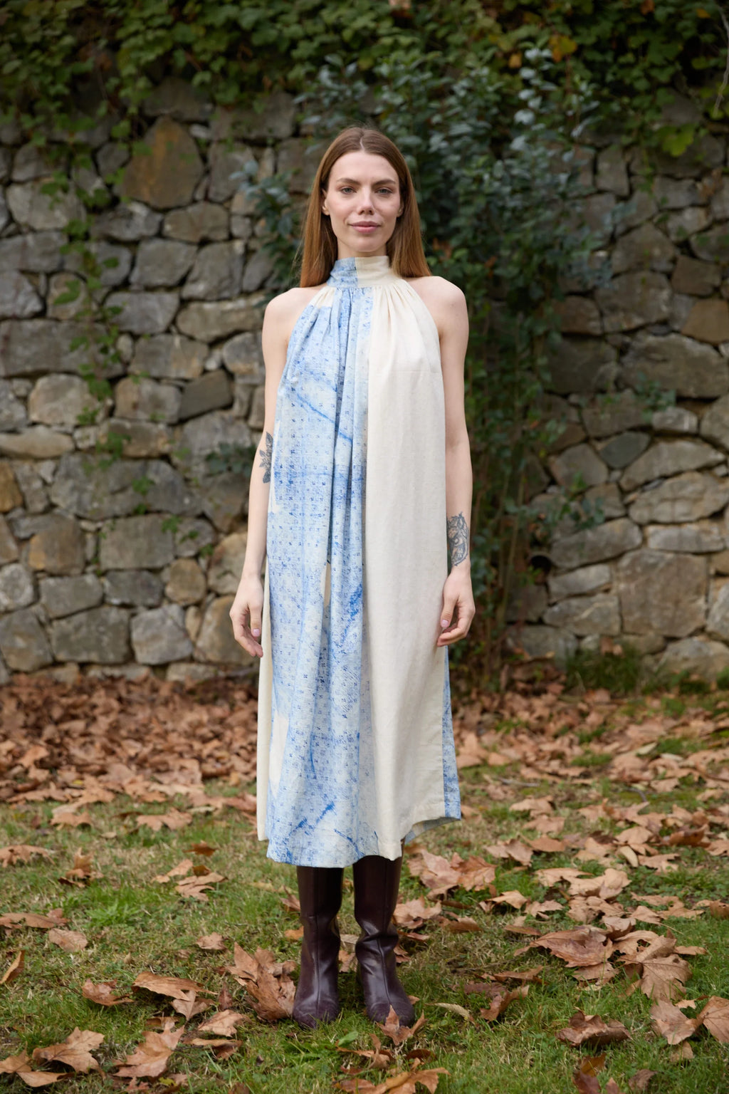 Blue Dove Dress in handwoven Dobby Cotton (100%) by White Canvas - Image 1