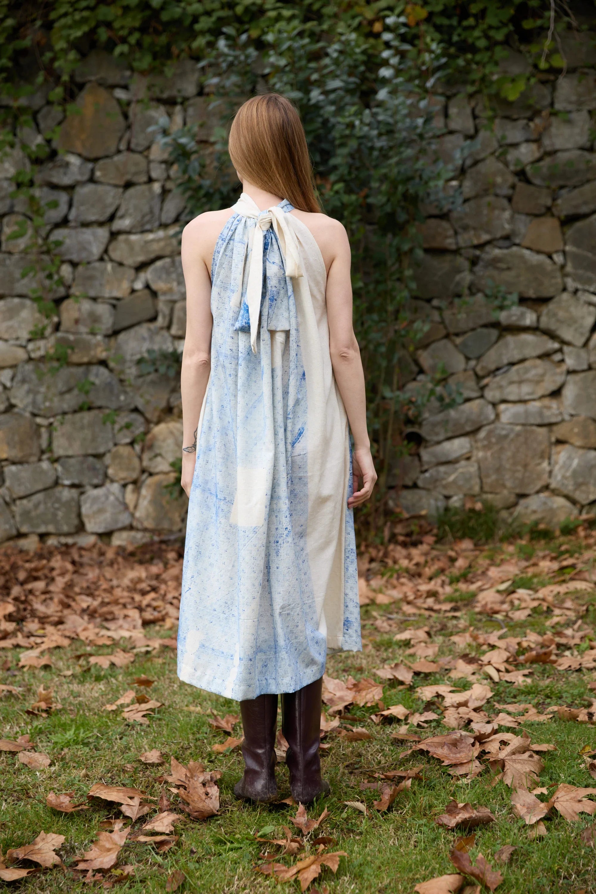 Blue Dove Dress in handwoven Dobby Cotton (100%) by White Canvas - Image 3