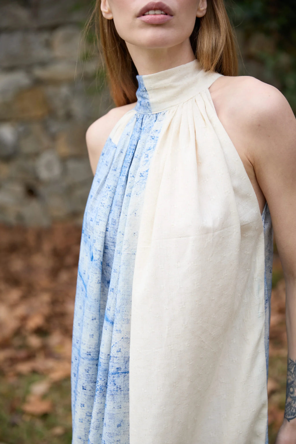Blue Dove Dress in handwoven Dobby Cotton (100%) by White Canvas - Image 5
