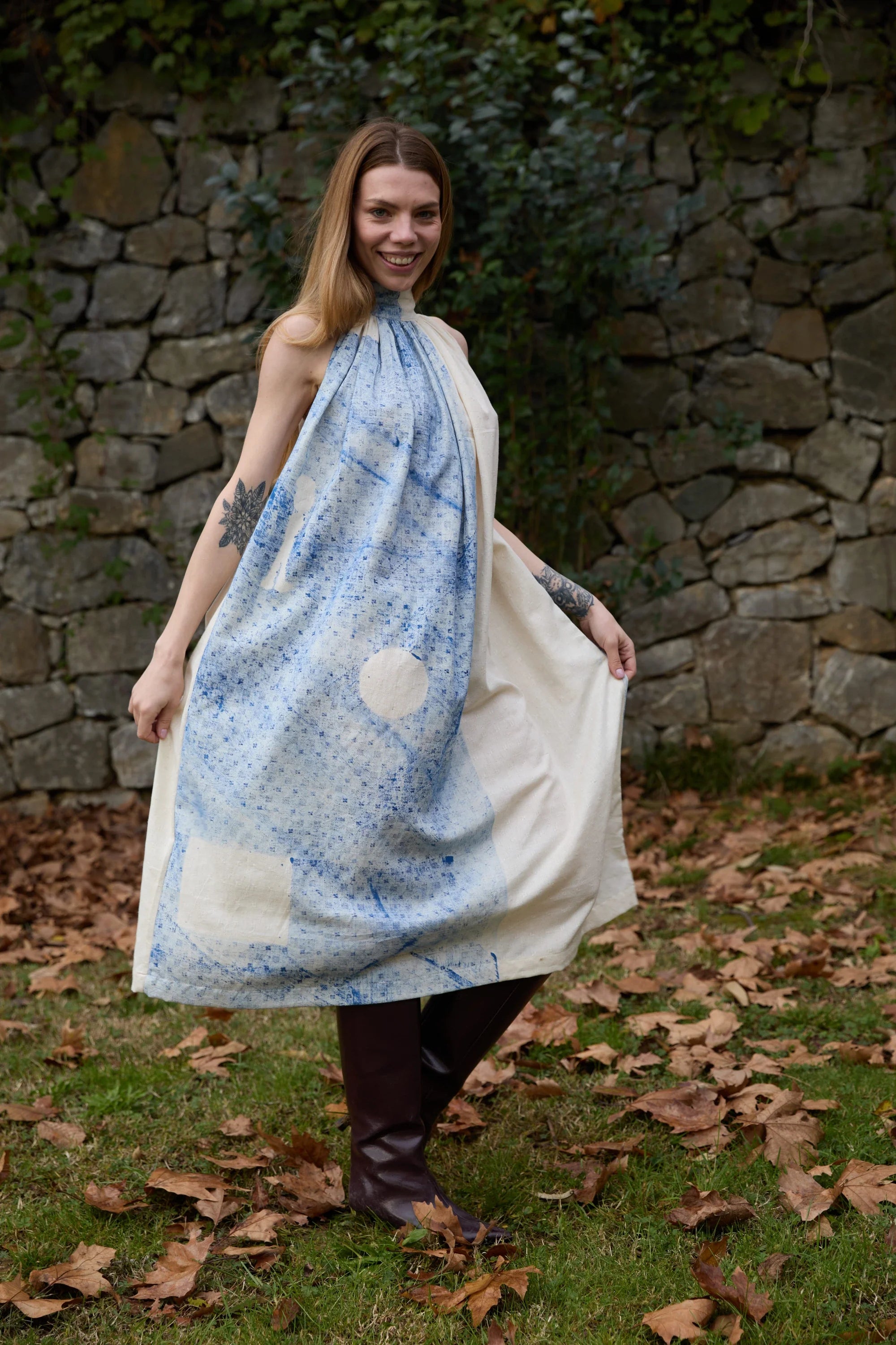 Blue Dove Dress in handwoven Dobby Cotton (100%) by White Canvas - Image 6