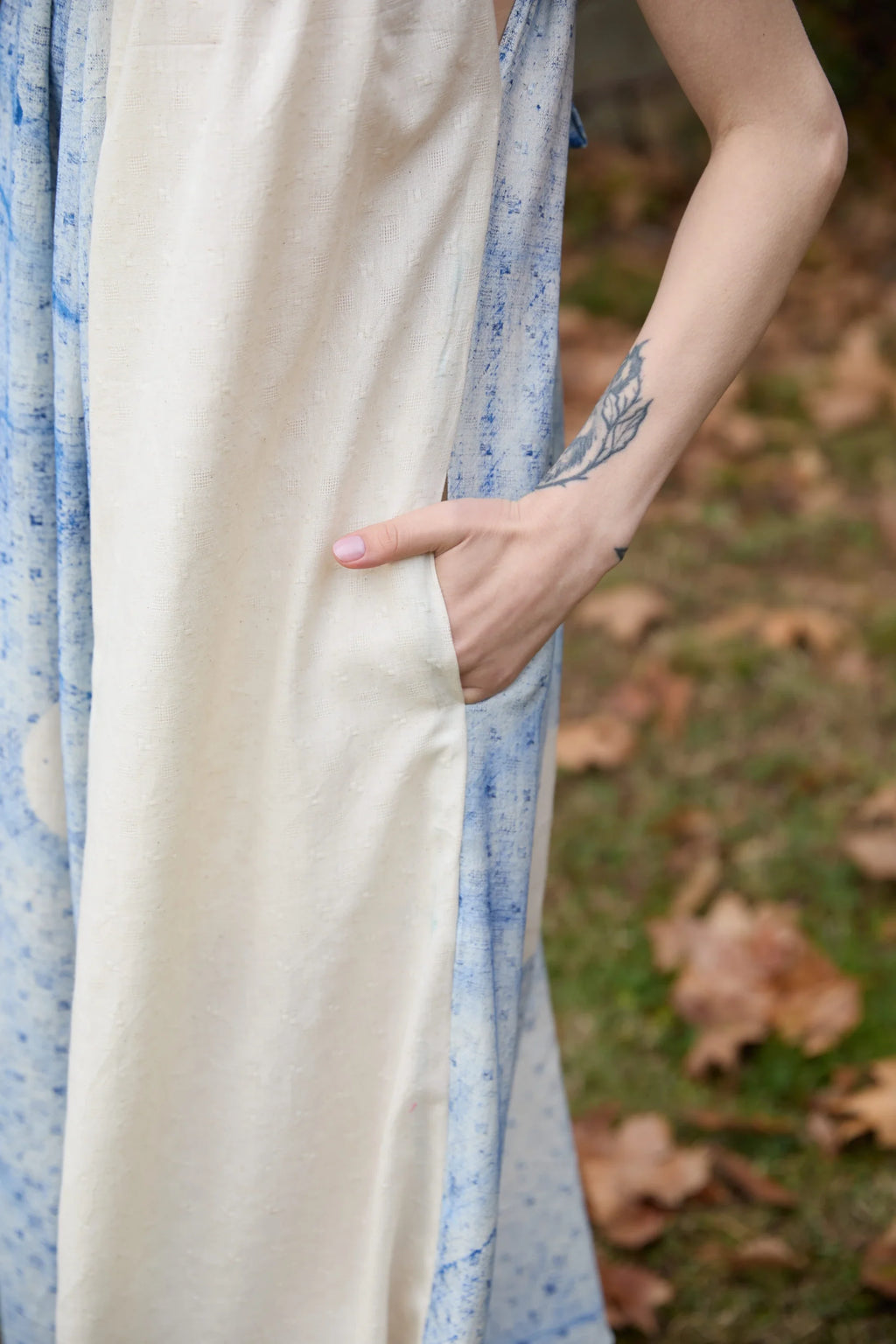 Blue Dove Dress in handwoven Dobby Cotton (100%) by White Canvas - Image 7