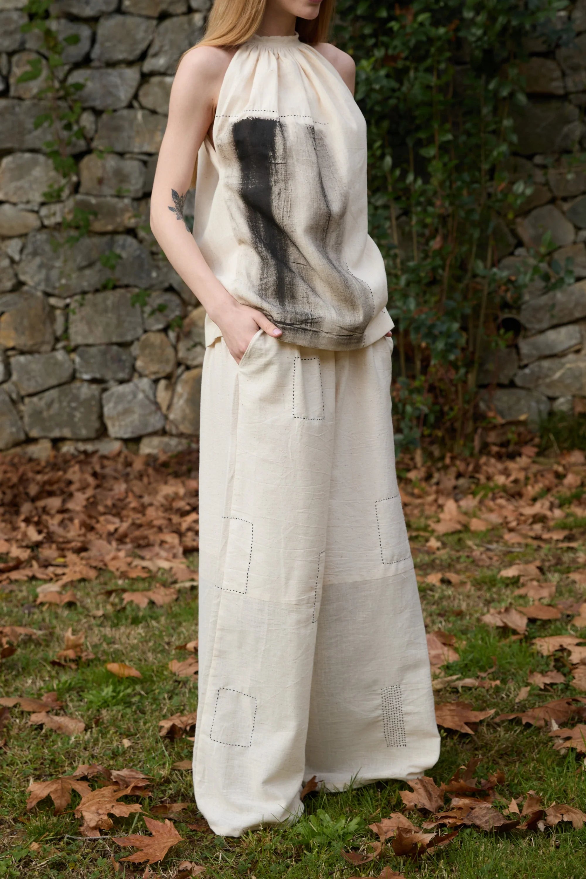 Black Dove Pants in handwoven Heavy Kala Cotton by White Canvas - Image 3
