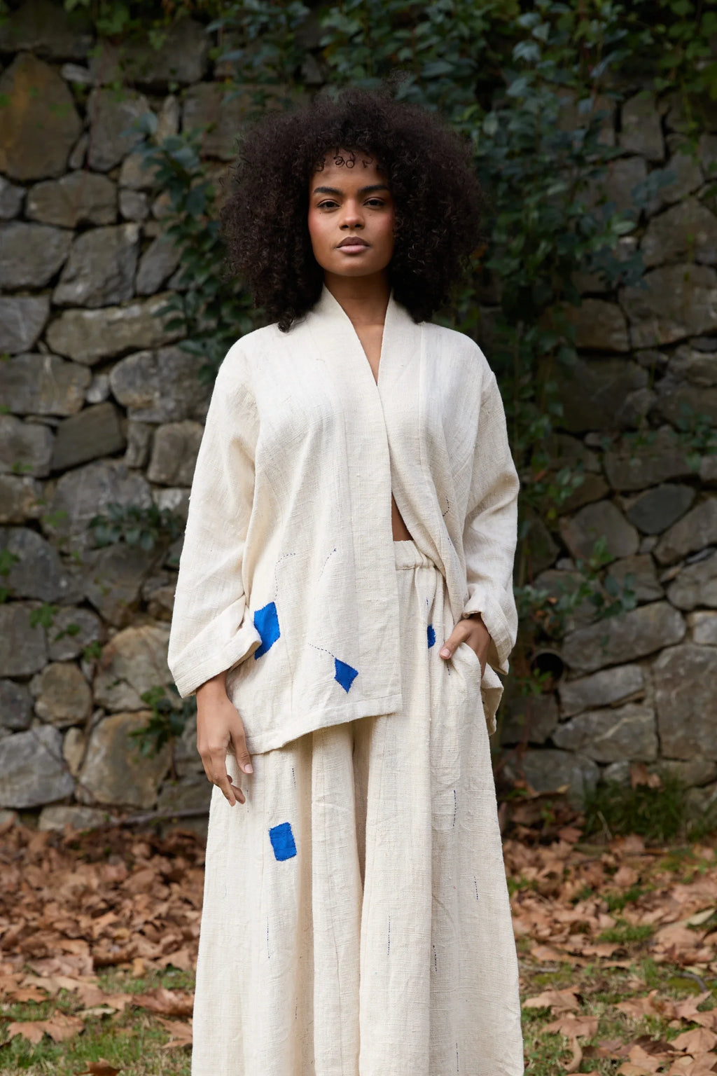 Blue Enzo Jacket in handwoven Heavy Kala Cotton by White Canvas - Image 1