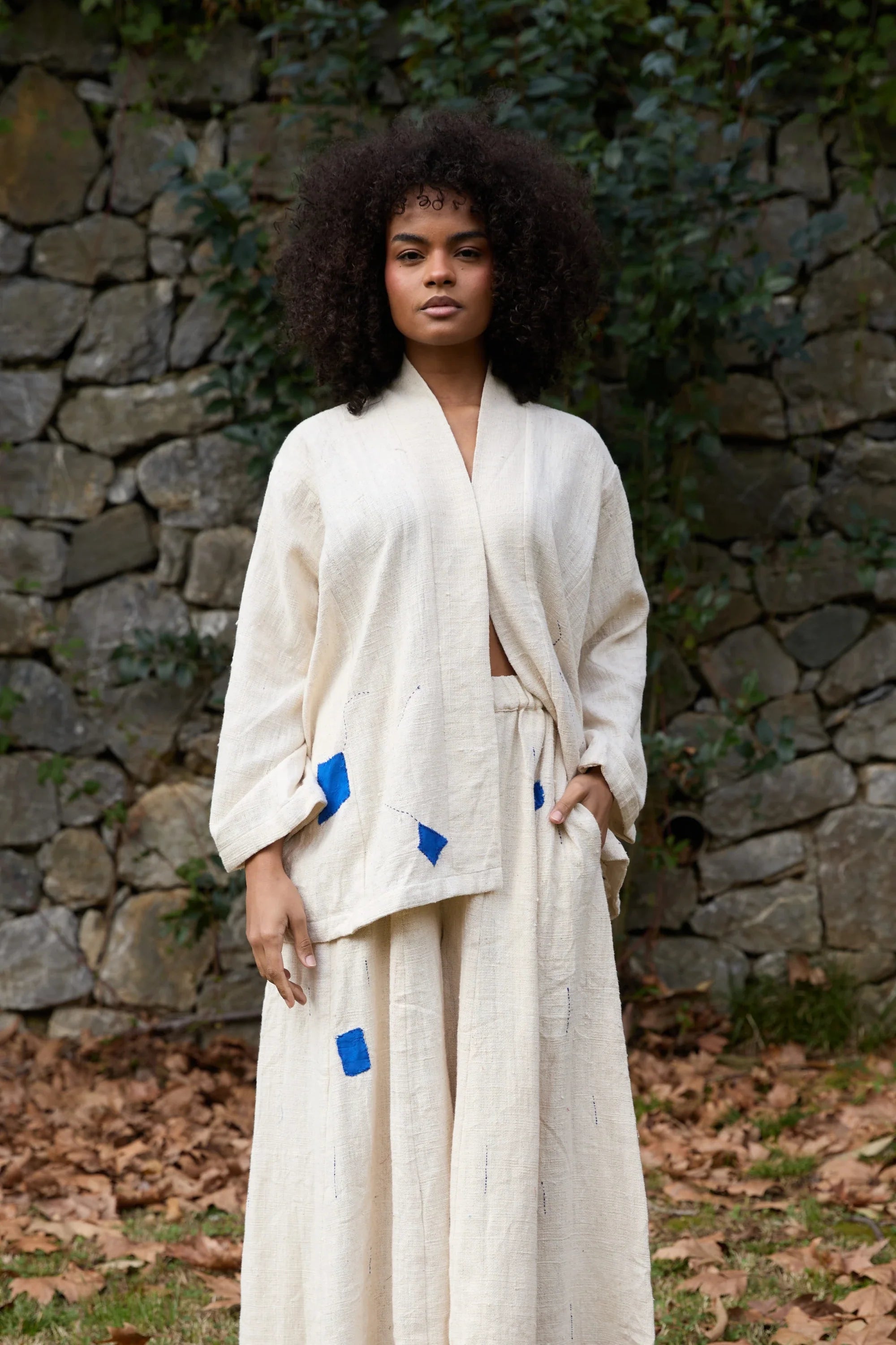 Blue Enzo Jacket in handwoven Heavy Kala Cotton by White Canvas - Image 1