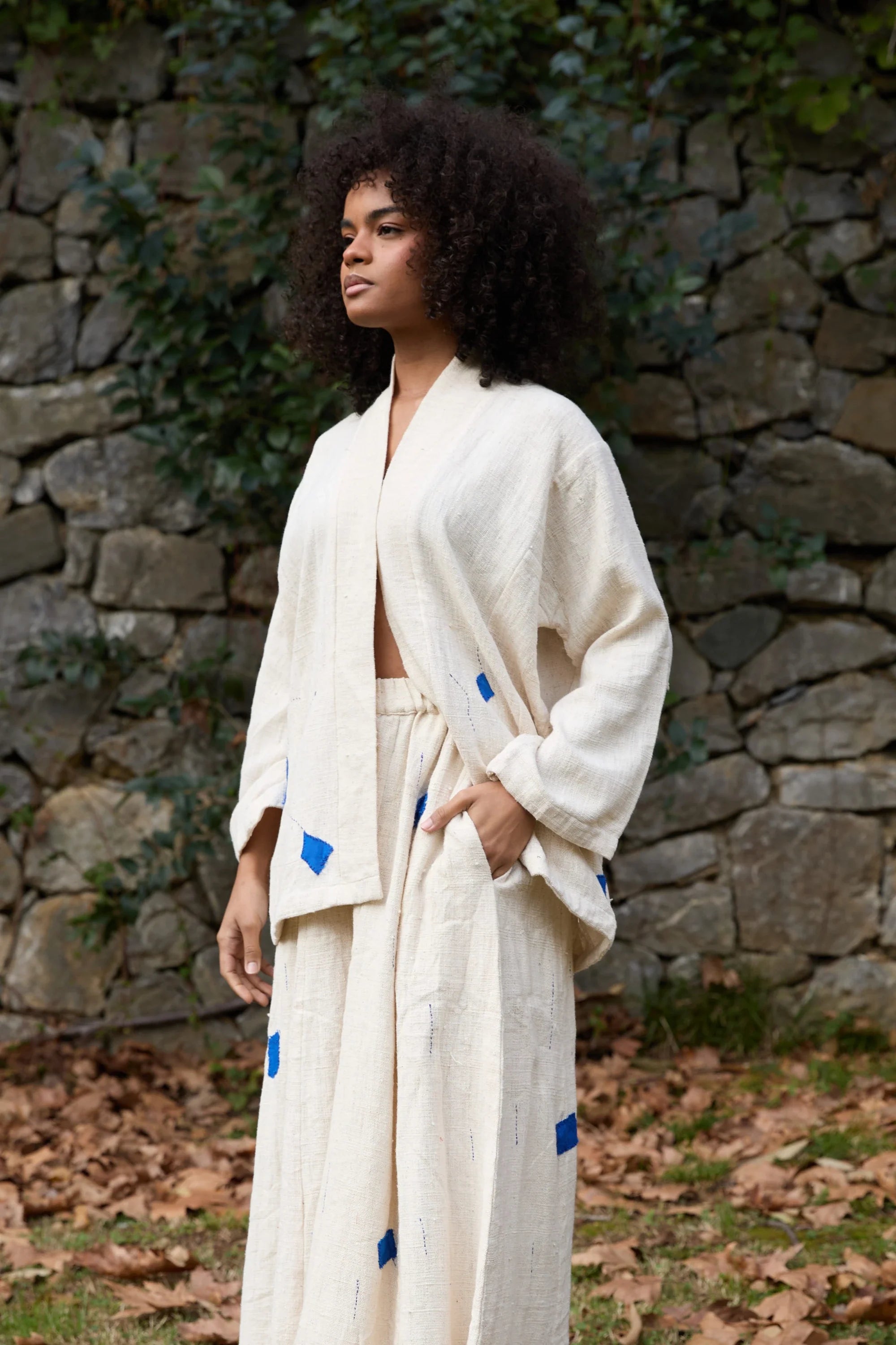 Blue Enzo Jacket in handwoven Heavy Kala Cotton by White Canvas - Image 2