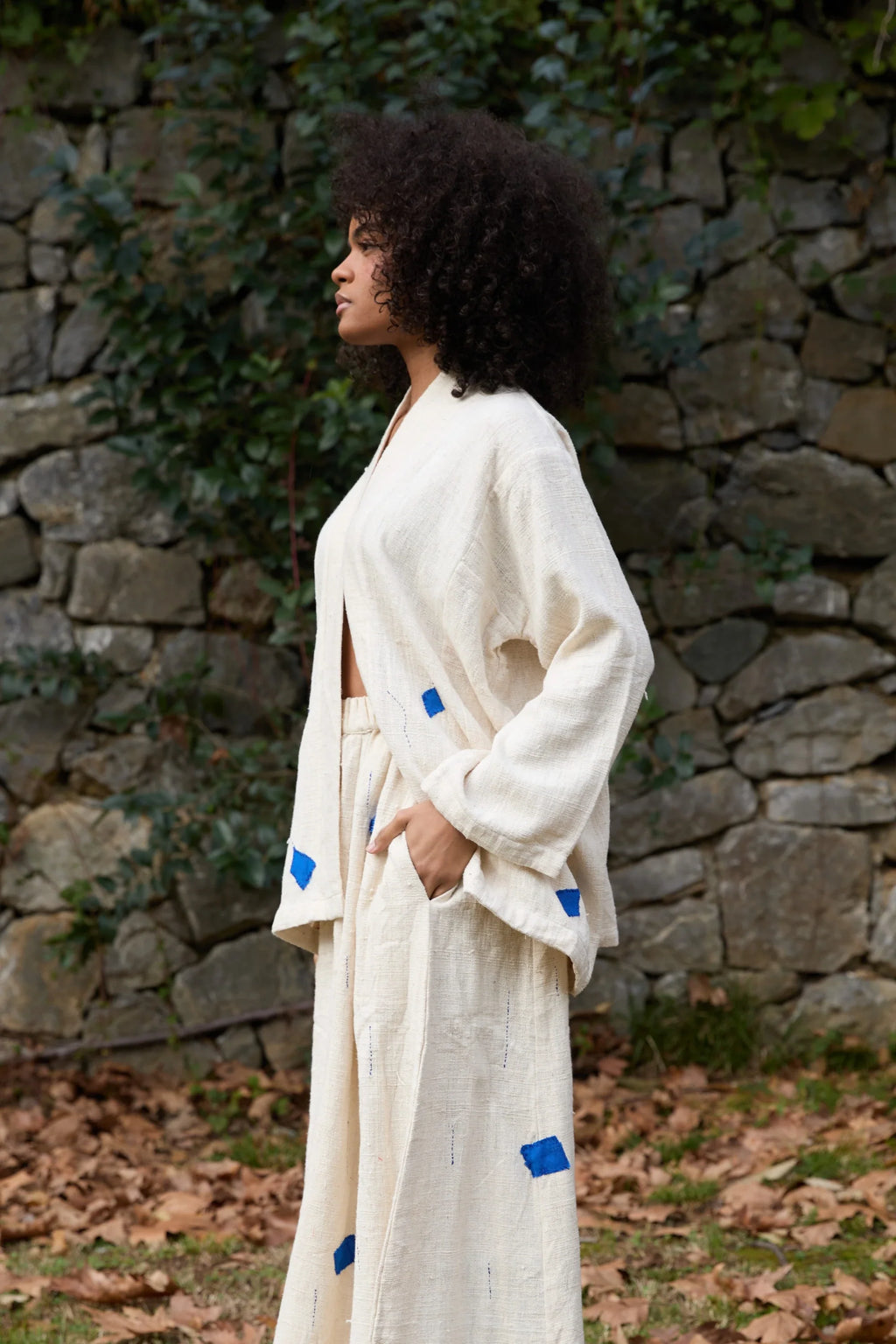 Blue Enzo Jacket in handwoven Heavy Kala Cotton by White Canvas - Image 3