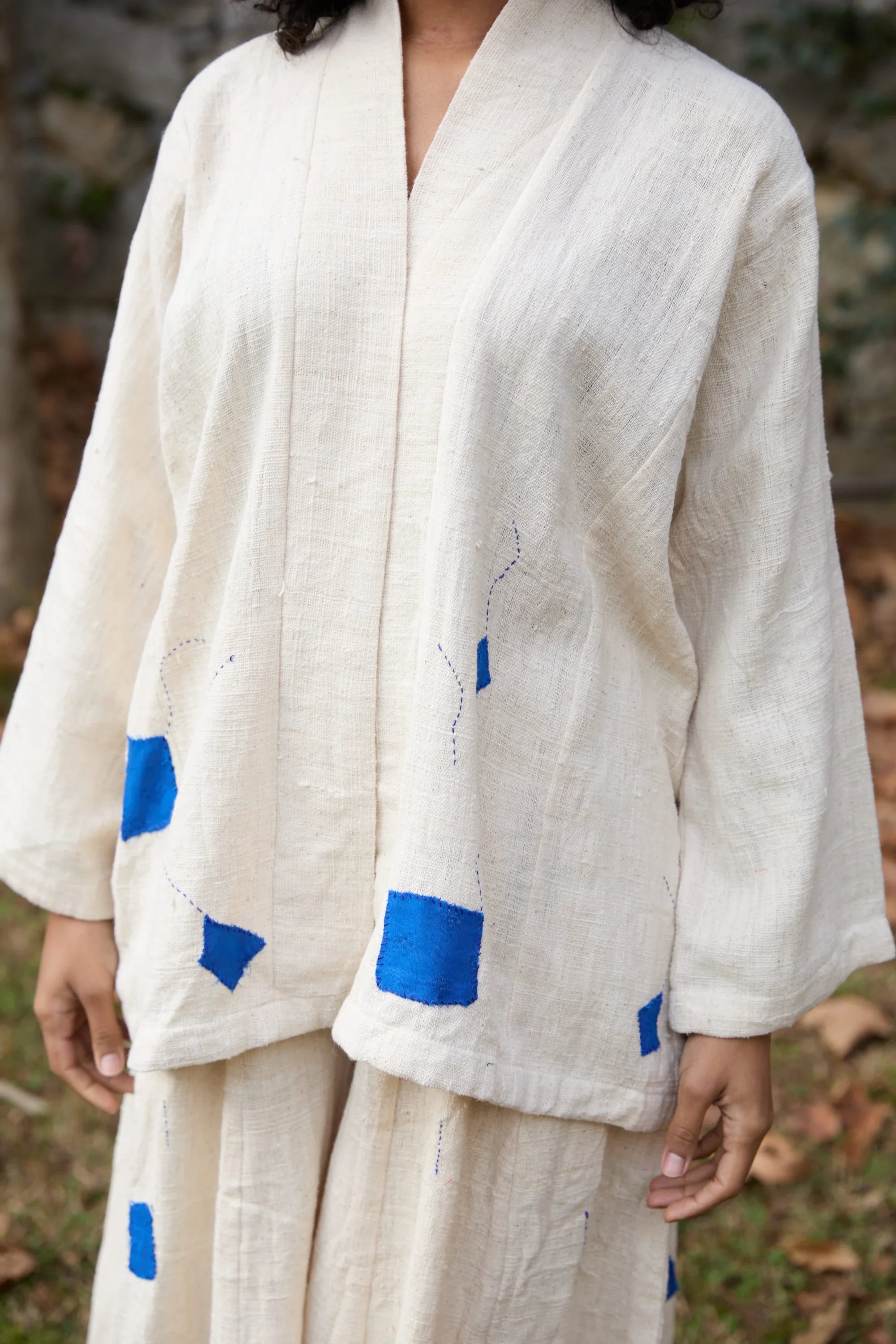 Blue Enzo Jacket in handwoven Heavy Kala Cotton by White Canvas - Image 5