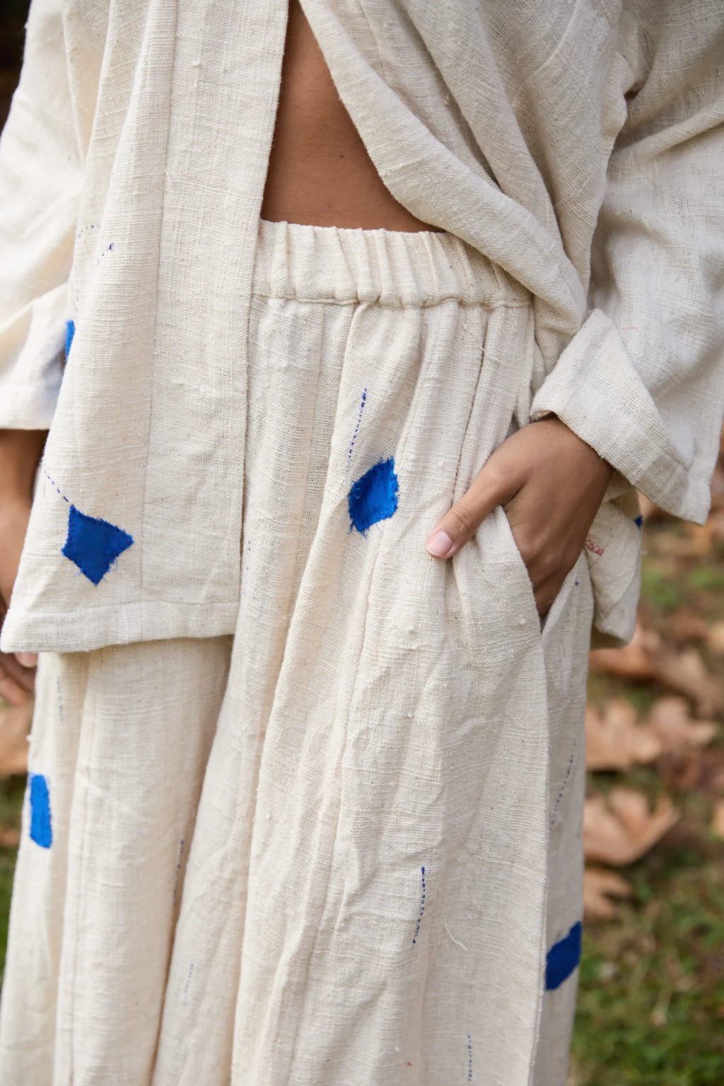 Blue Enzo Jacket in handwoven Heavy Kala Cotton by White Canvas - Image 6