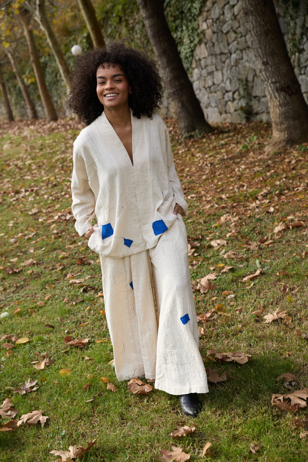 Blue Enzo Jacket in handwoven Heavy Kala Cotton by White Canvas - Image 8