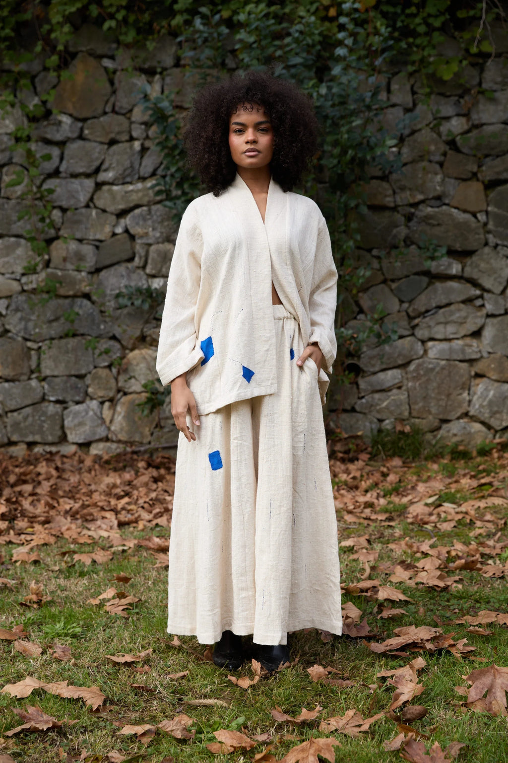 Blue Enzo Set in handwoven Heavy Kala Cotton by White Canvas - Image 1