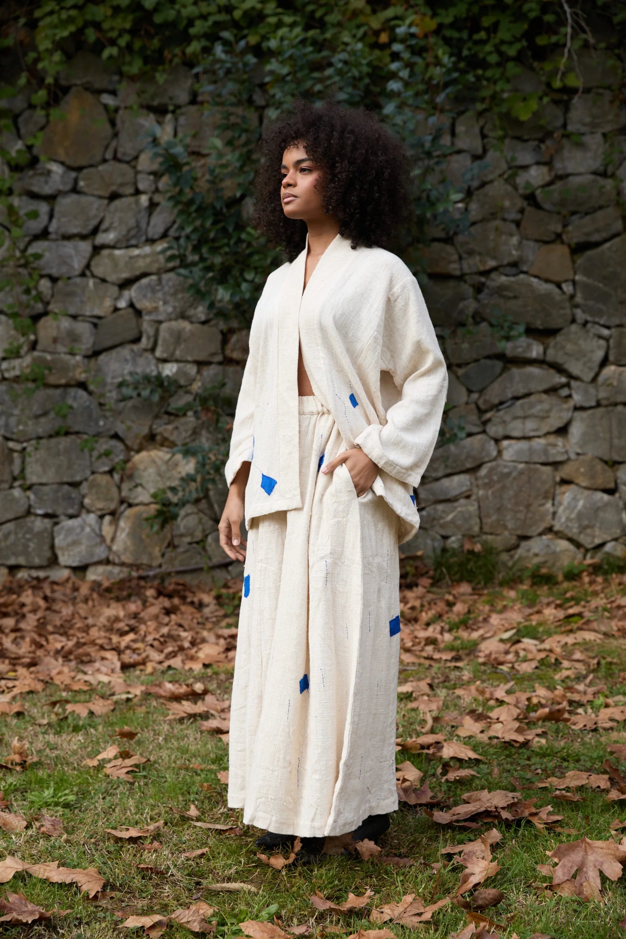 Blue Enzo Set in handwoven Heavy Kala Cotton by White Canvas - Image 2