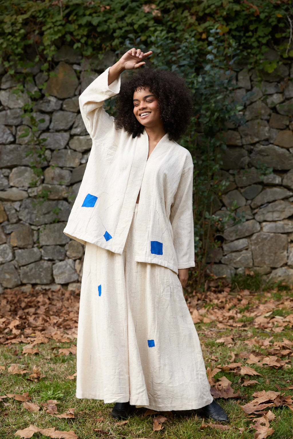 Blue Enzo Set in handwoven Heavy Kala Cotton by White Canvas - Image 7