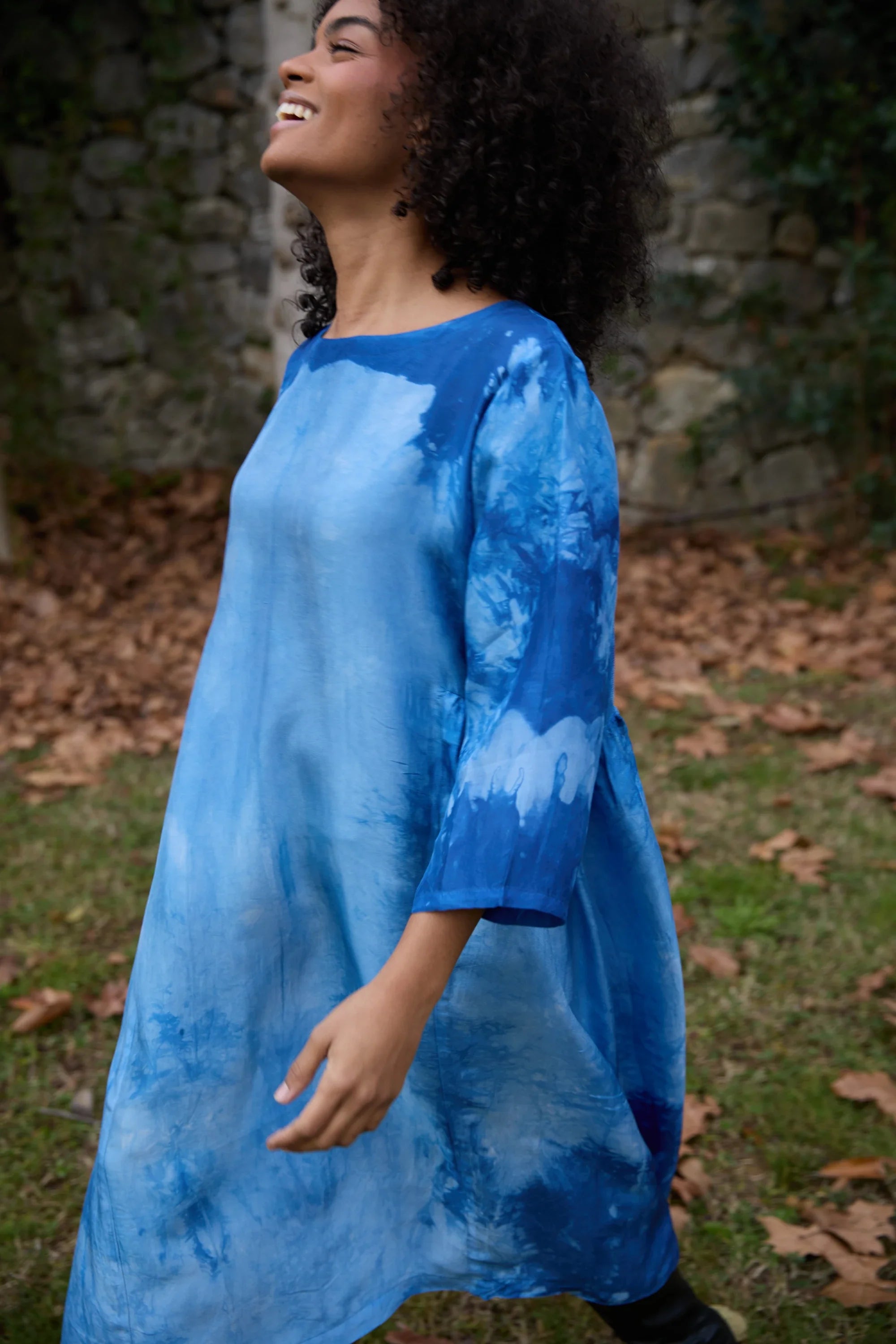 Blue Float Silk Dress in vegan Silk by White Canvas - Image 8