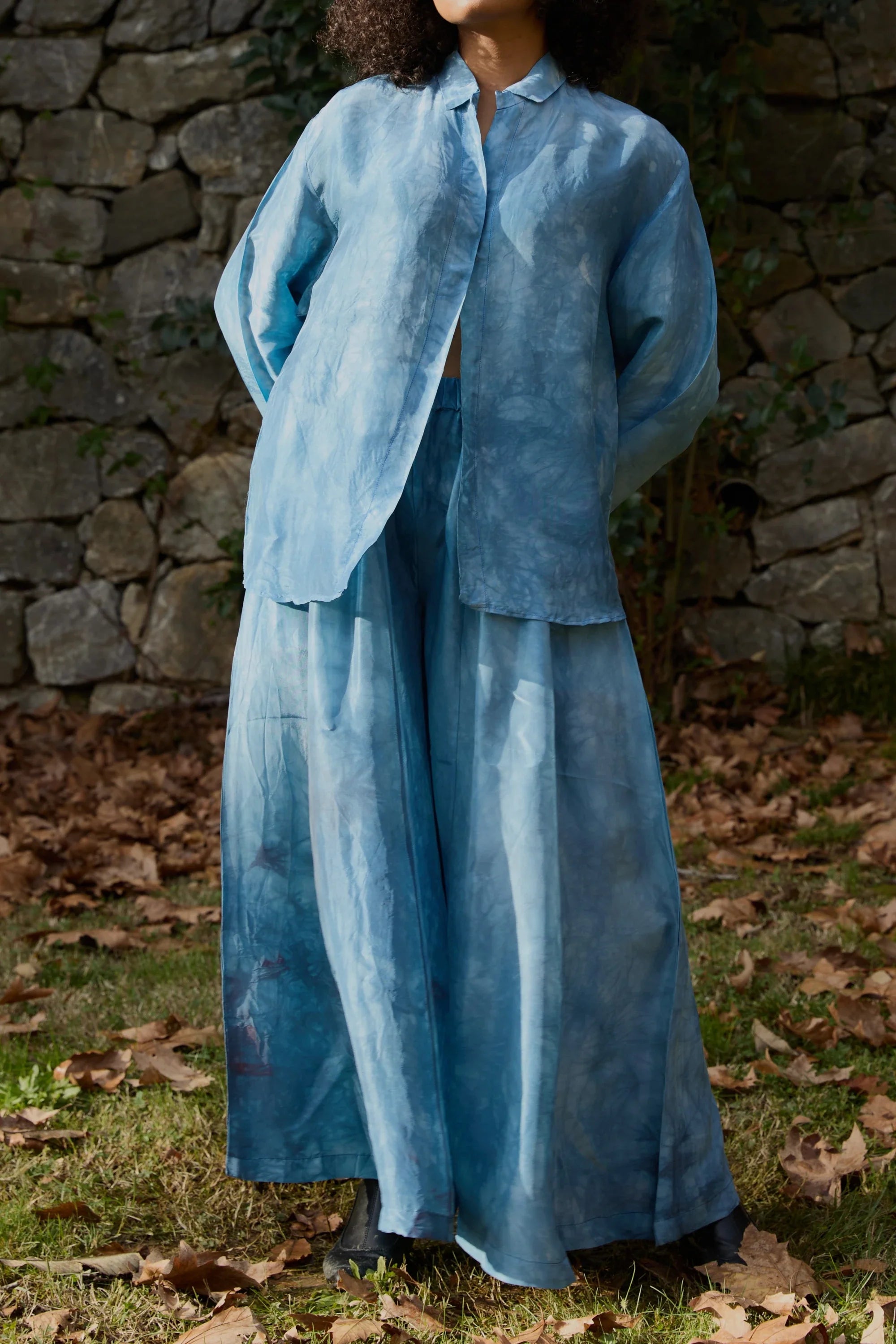 Blue Float Silk Pants in vegan Silk by White Canvas - Image 2