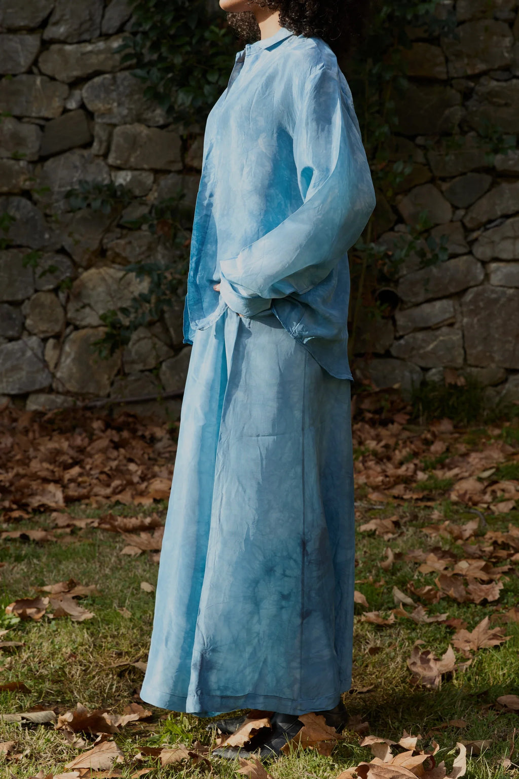 Blue Float Silk Pants in vegan Silk by White Canvas - Image 3