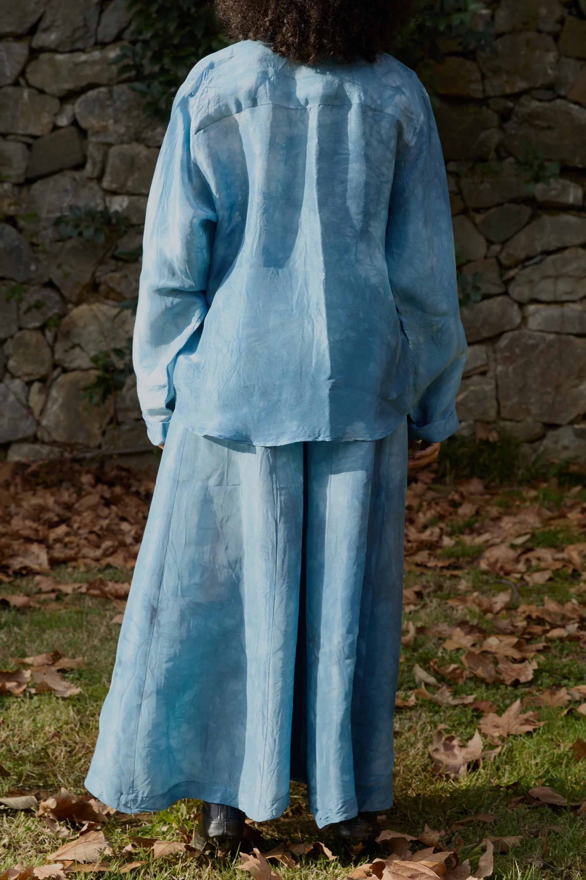 Blue Float Silk Pants in vegan Silk by White Canvas - Image 4