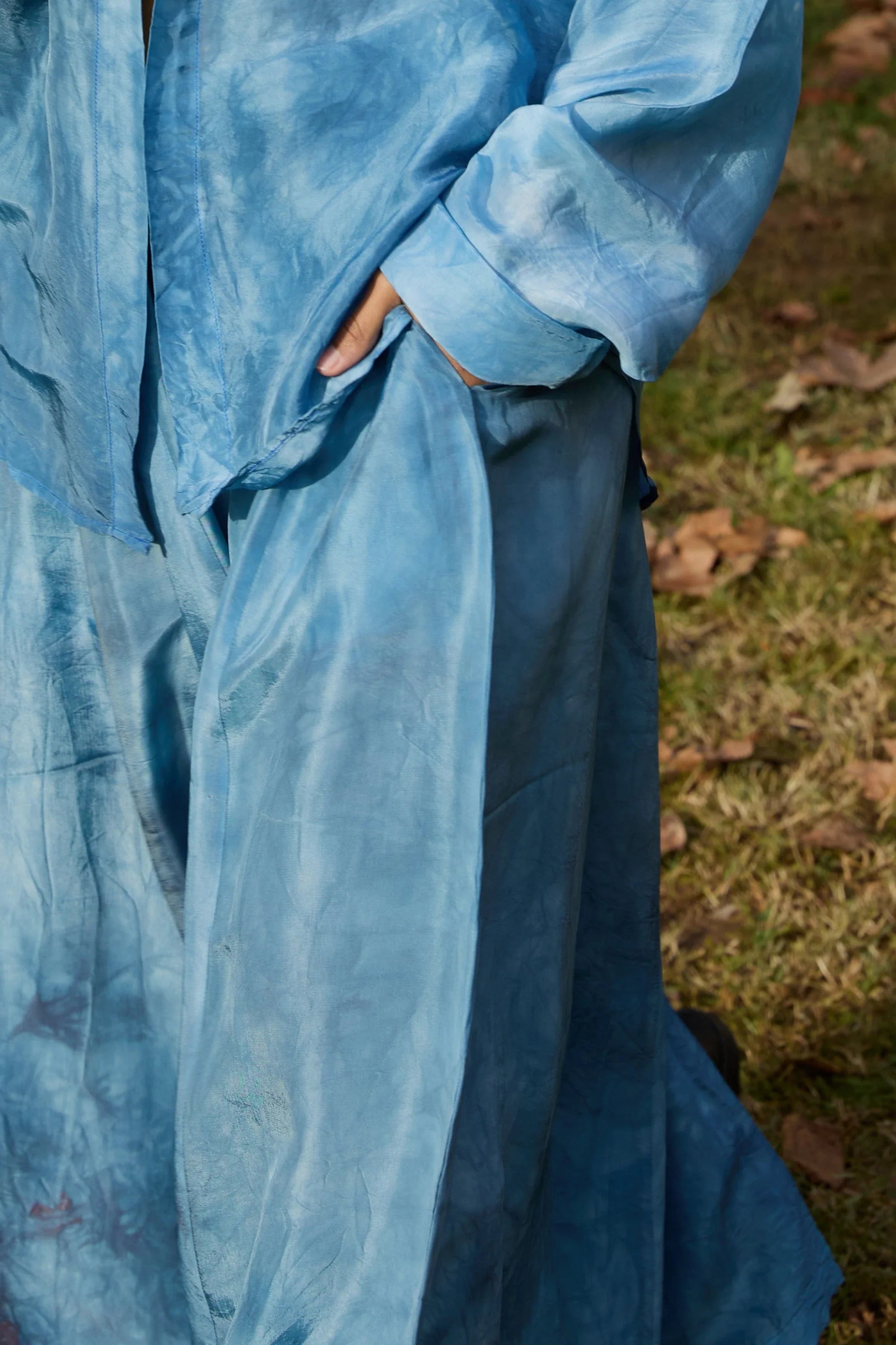 Blue Float Silk Pants in vegan Silk by White Canvas - Image 5