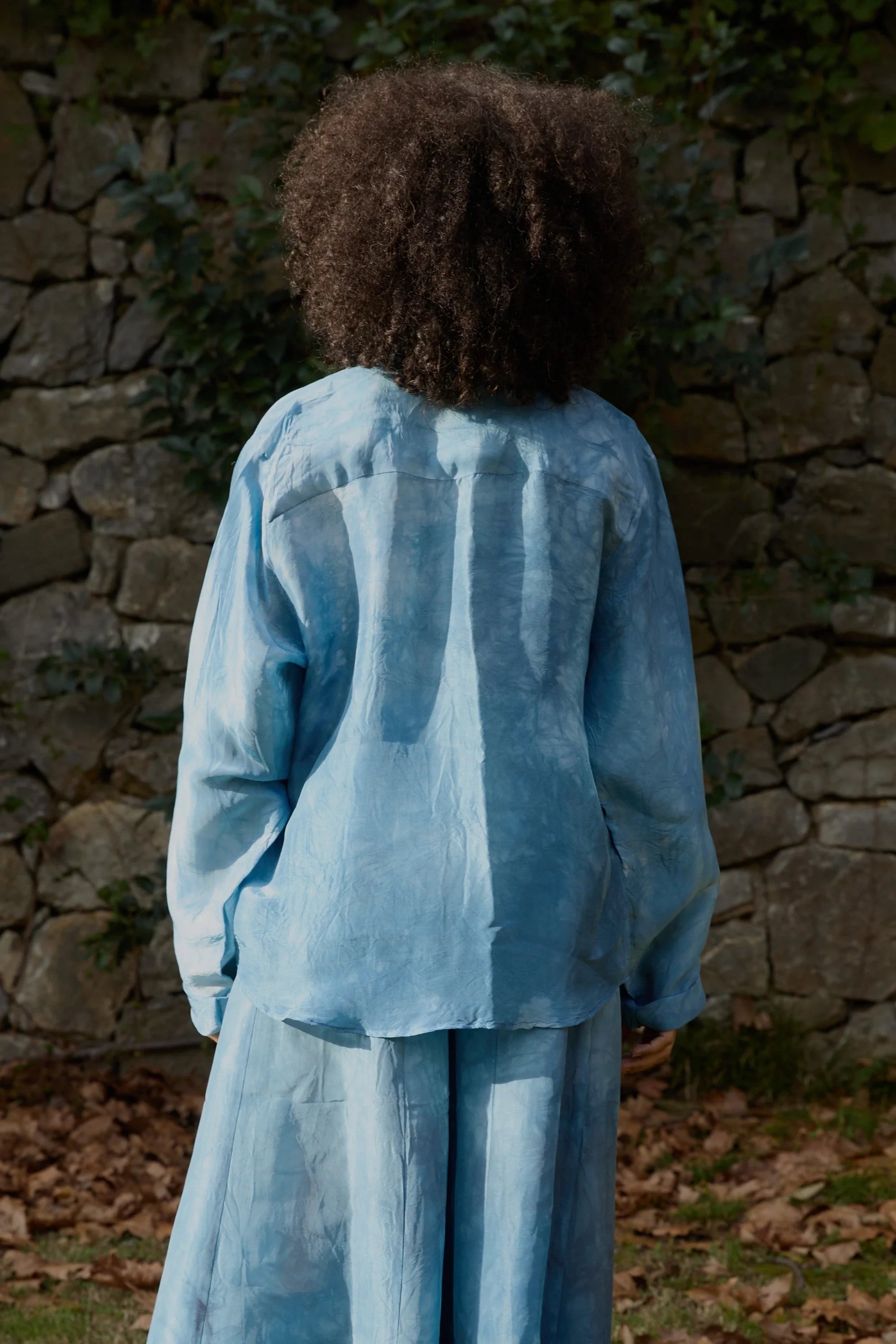 Blue Float Silk Shirt in vegan Silk by White Canvas - Image 4