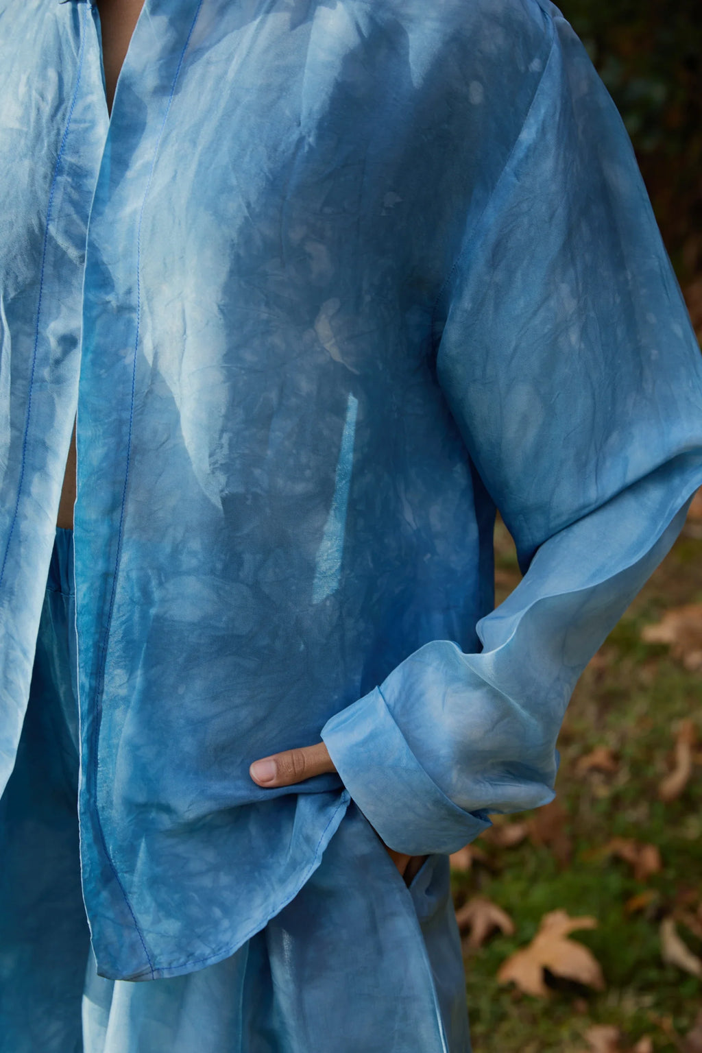 Blue Float Silk Shirt in vegan Silk by White Canvas - Image 5