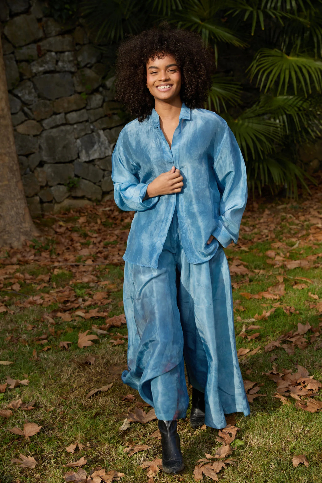 Blue Float Silk Shirt in vegan Silk by White Canvas - Image 6