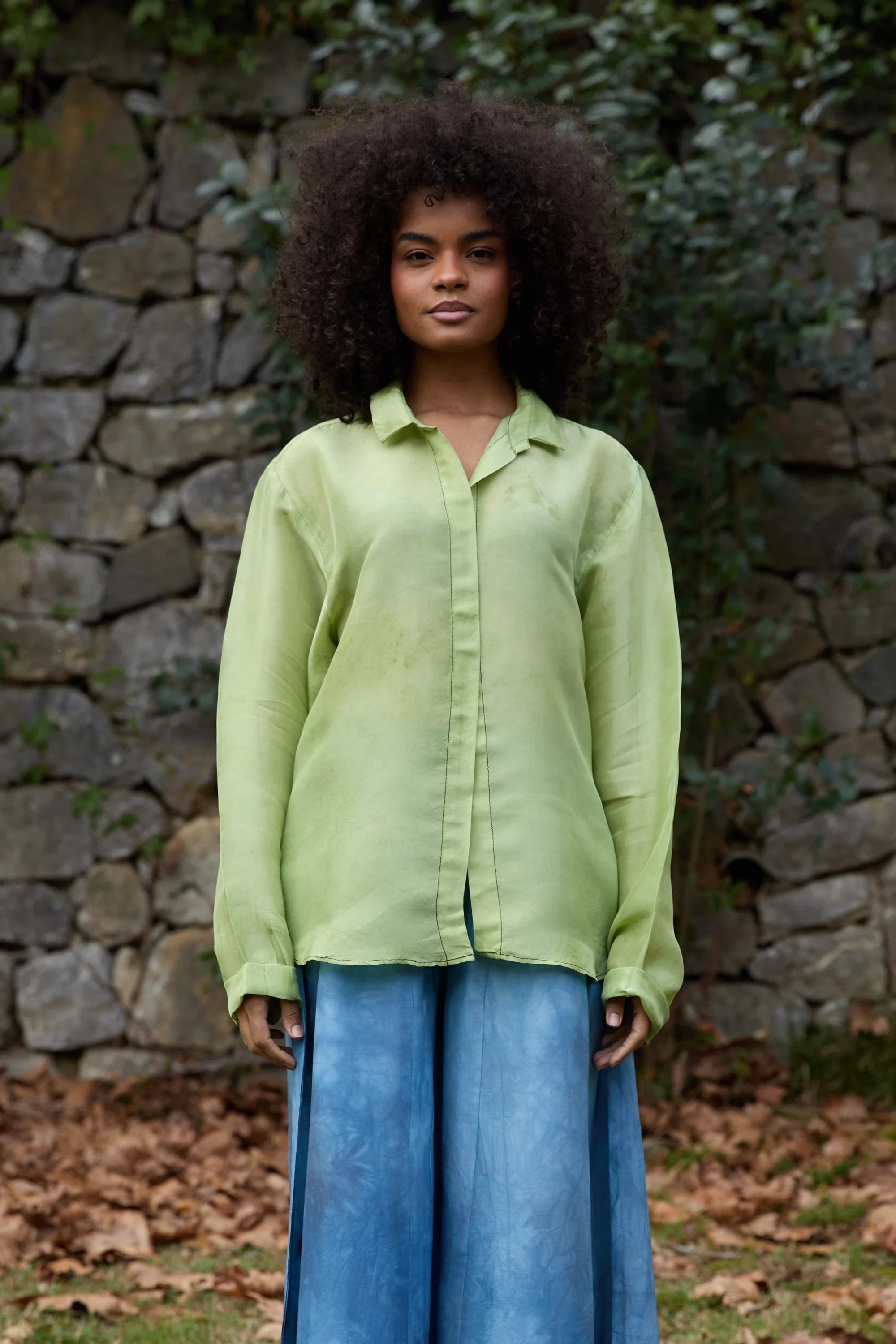 Green Float Silk Shirt in vegan Silk by White Canvas - Image 1