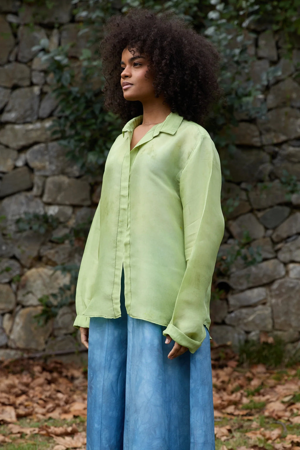 Green Float Silk Shirt in vegan Silk by White Canvas - Image 2