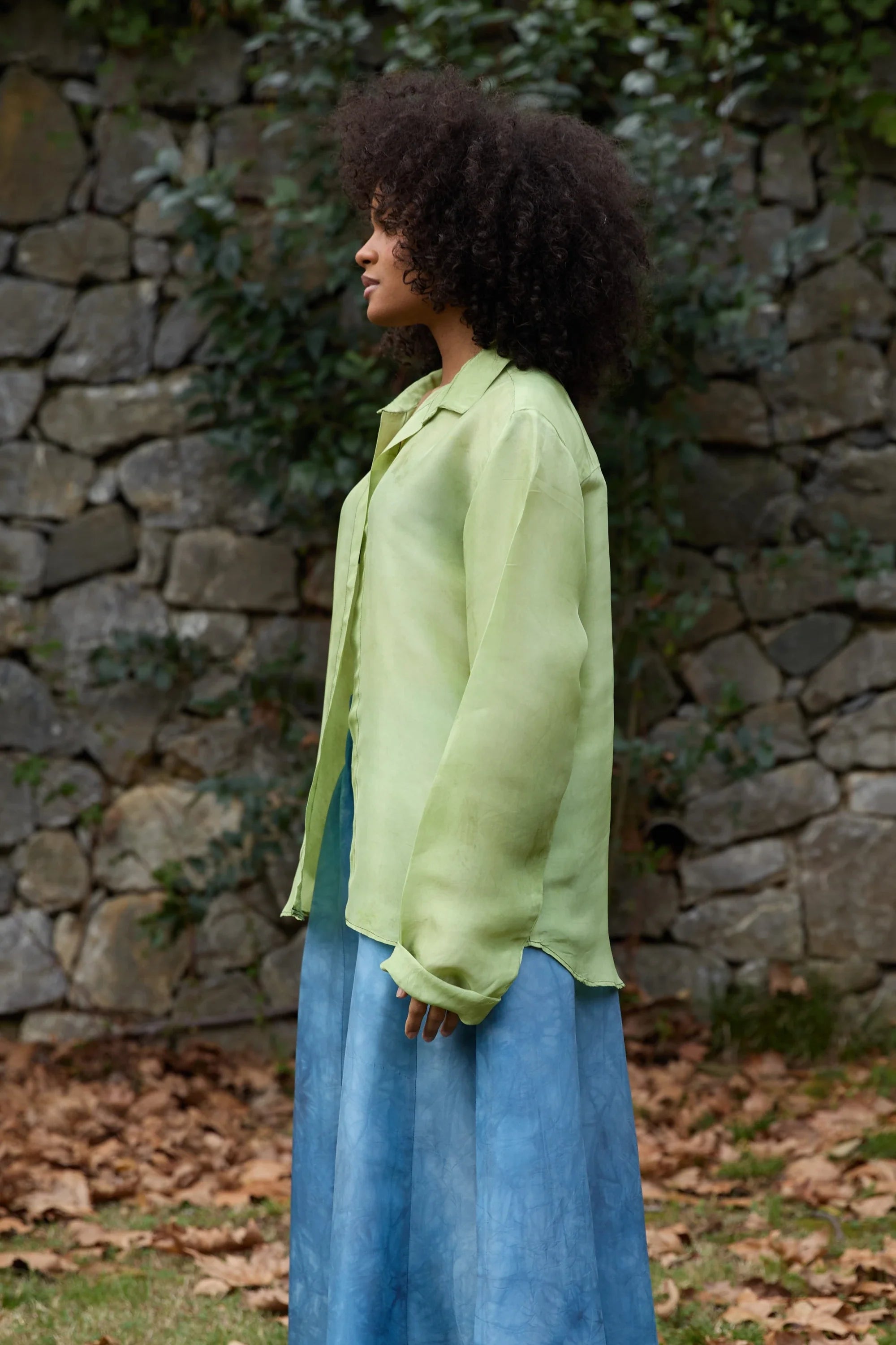 Green Float Silk Shirt in vegan Silk by White Canvas - Image 3