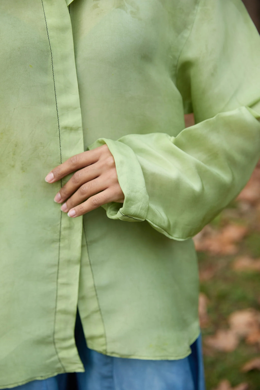 Green Float Silk Shirt in vegan Silk by White Canvas - Image 5