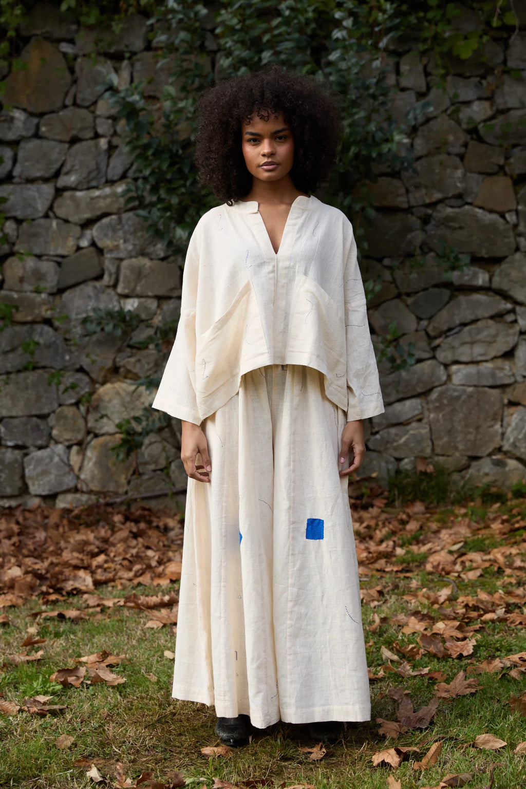 Blue Kite Set in handwoven Heavy Kala Cotton by White Canvas - Image 1