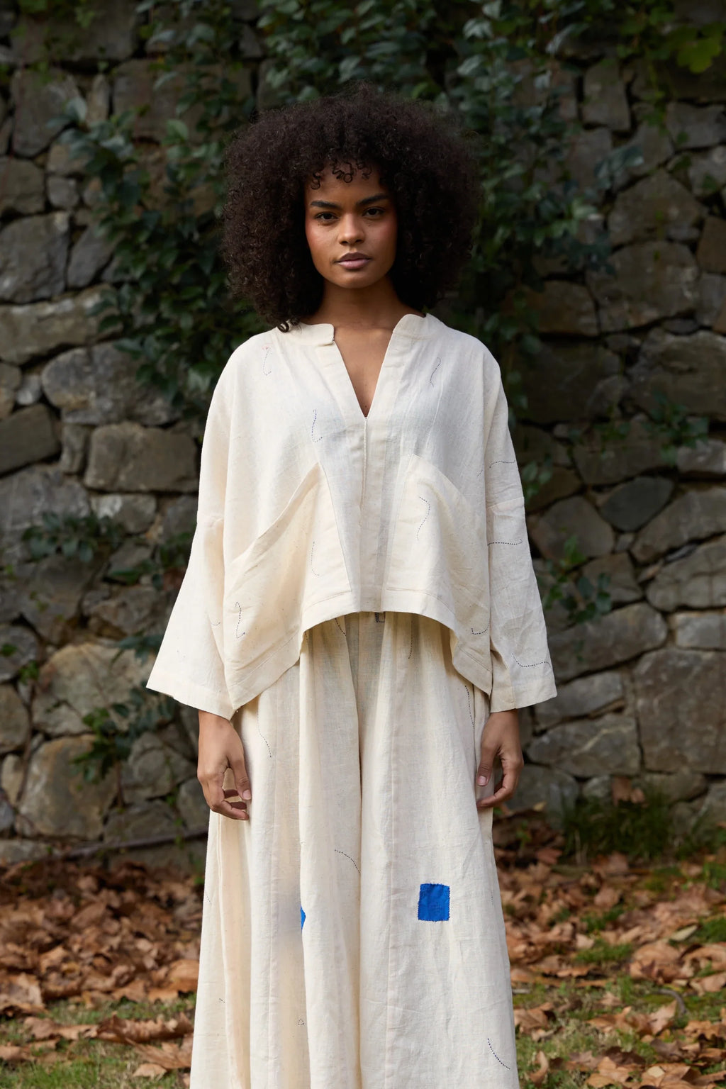 Blue Kite Top in handwoven Kala Cotton (100%) by White Canvas - Image 1