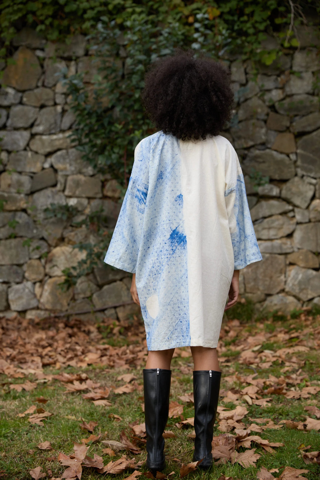 Blue Marti Dress in handwoven Dobby Cotton (100%) by White Canvas - Image 3