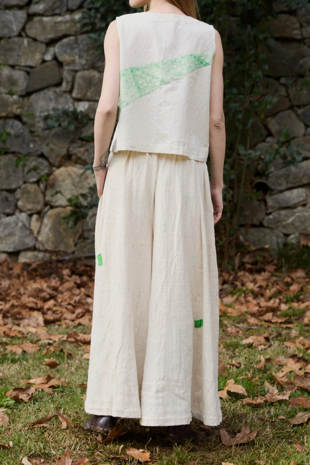 Green Marti Pants in handwoven Heavy Kala Cotton by White Canvas - Image 4
