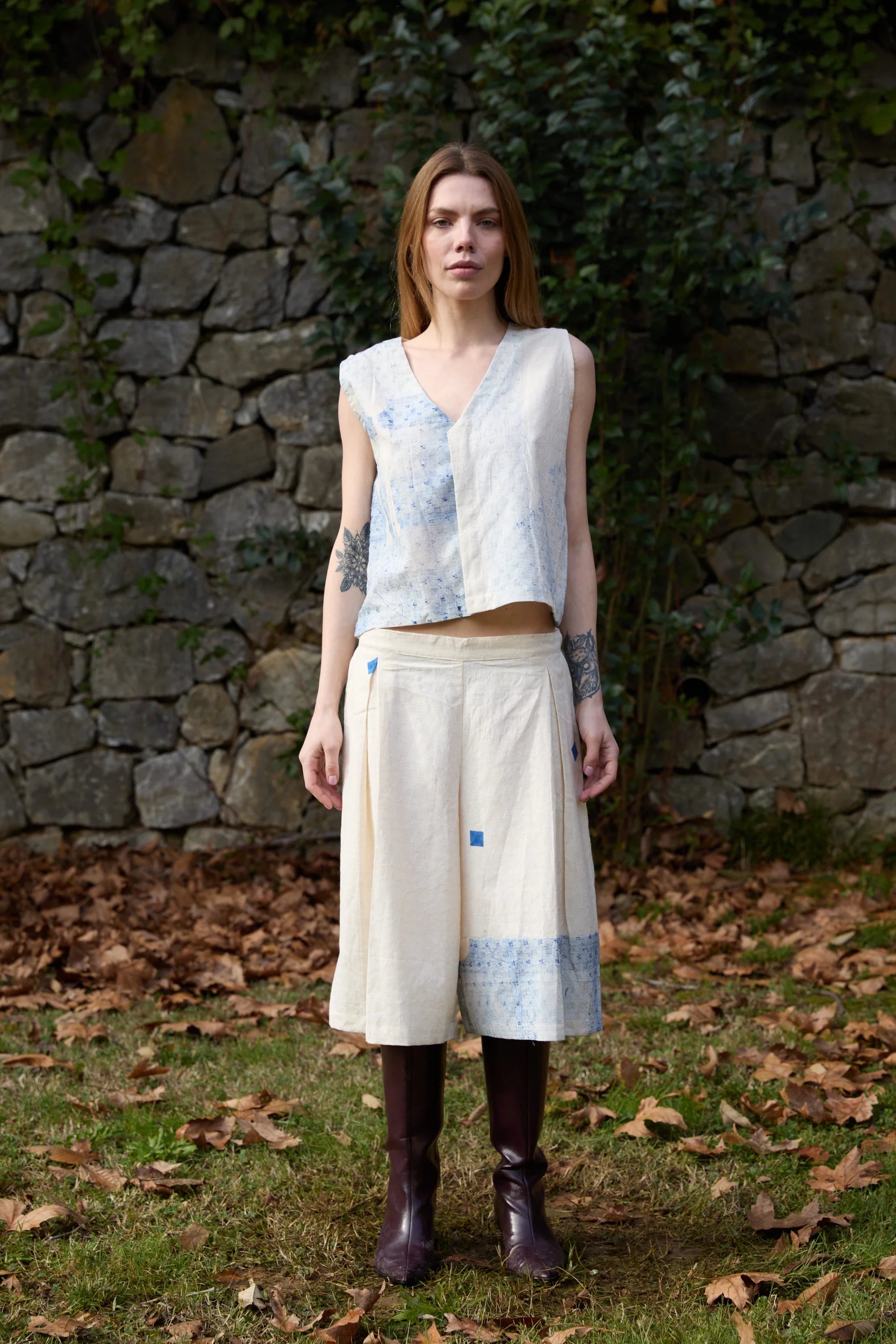 Blue Marti Set in handwoven Dobby Cotton (100%) by White Canvas - Image 1