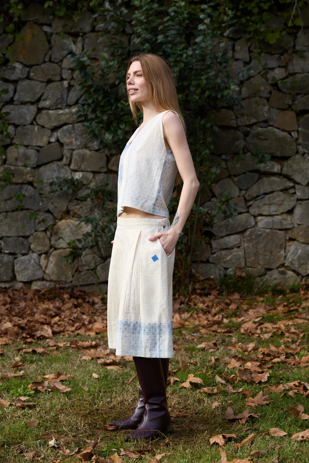 Blue Marti Set in handwoven Dobby Cotton (100%) by White Canvas - Image 3
