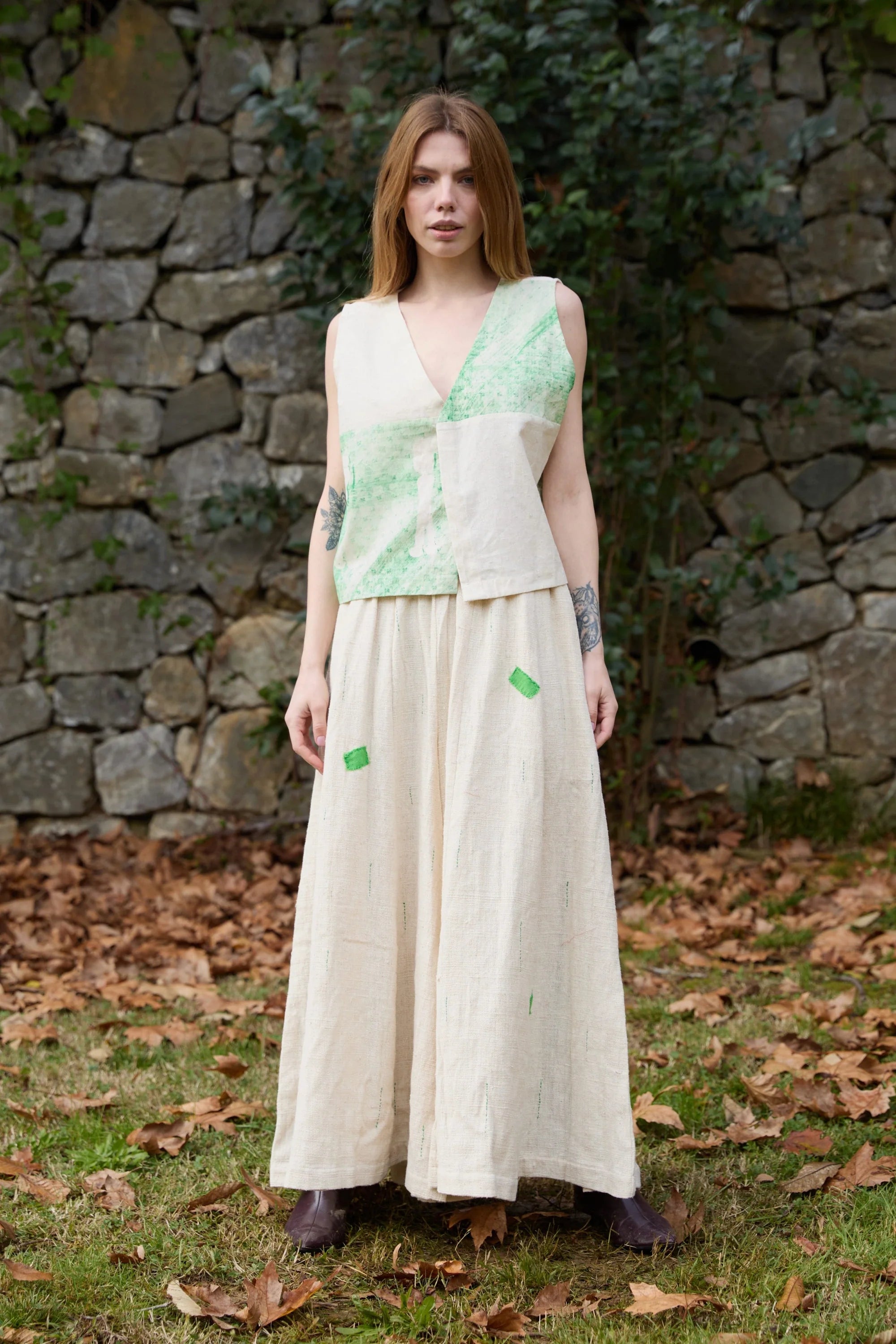 Green Marti Set in handwoven Dobby Cotton (100%), by White Canvas - Image 1